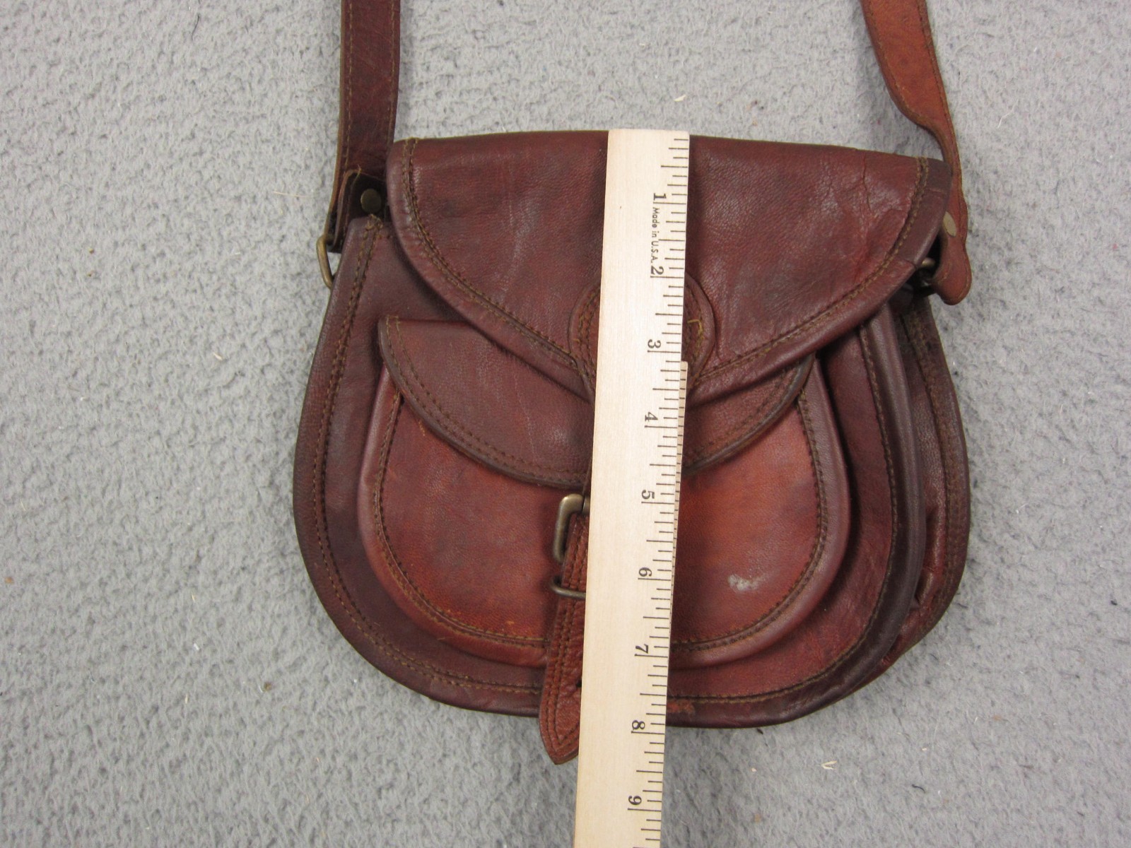 Vintage Womens Saddle Bag Brown Leather Crossbody Purse Boho Messenger Satchel