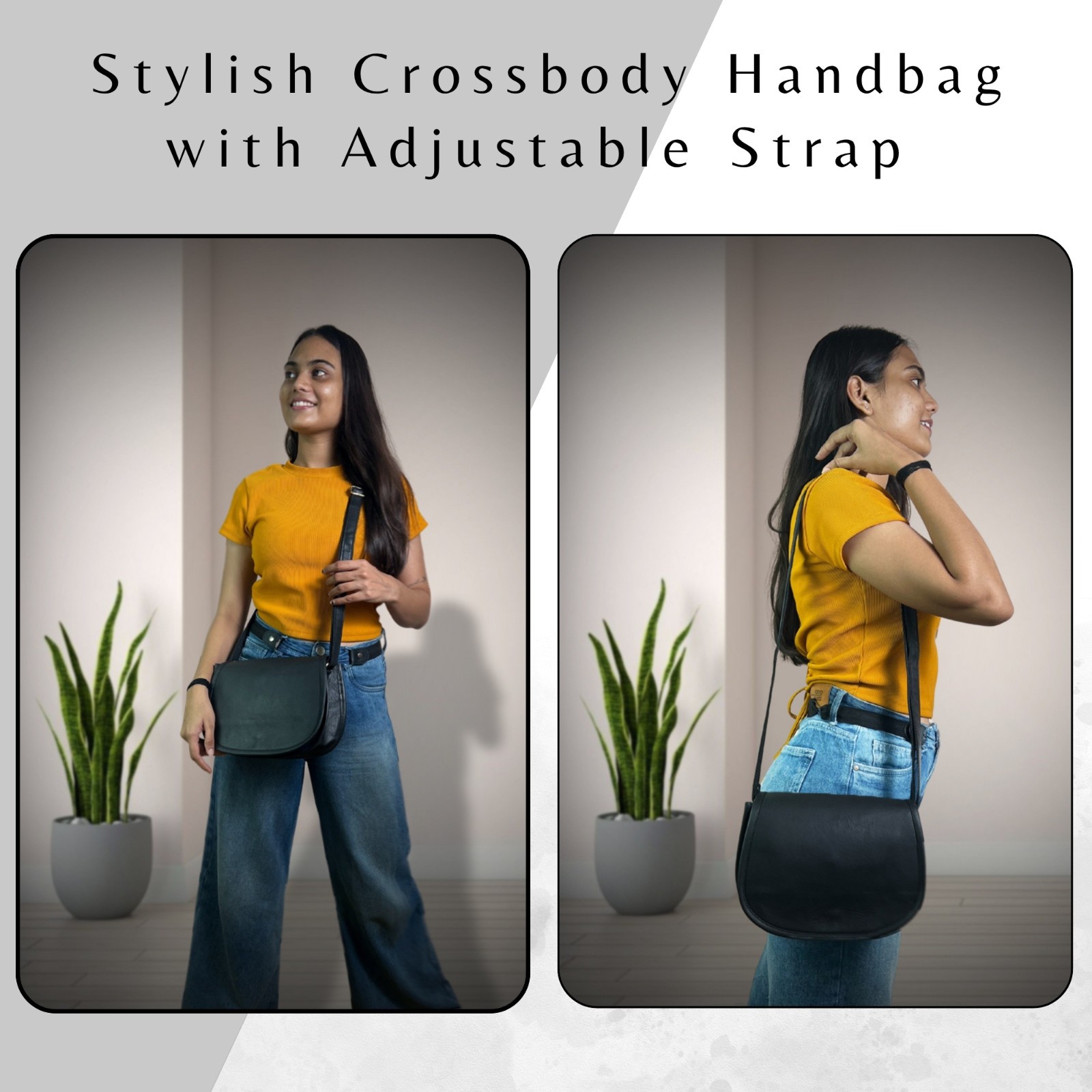 Madosh Leather Small Shoulder Crossbody for Daily Use Black Sling Bag for Womens