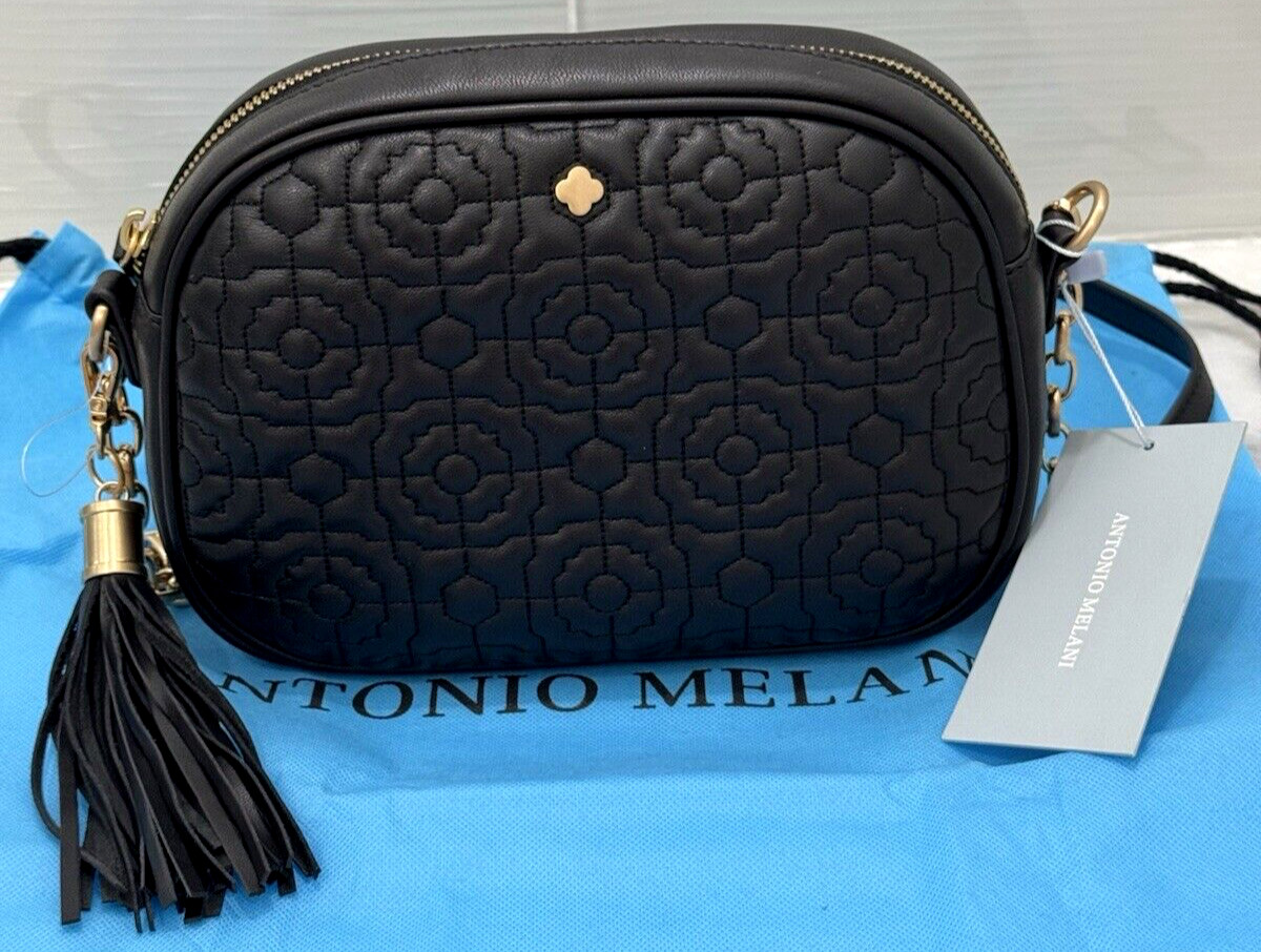 NEW Antonio Melani Larisa Camera Crossbody Bag 9x6x2.5 in Black $179.00