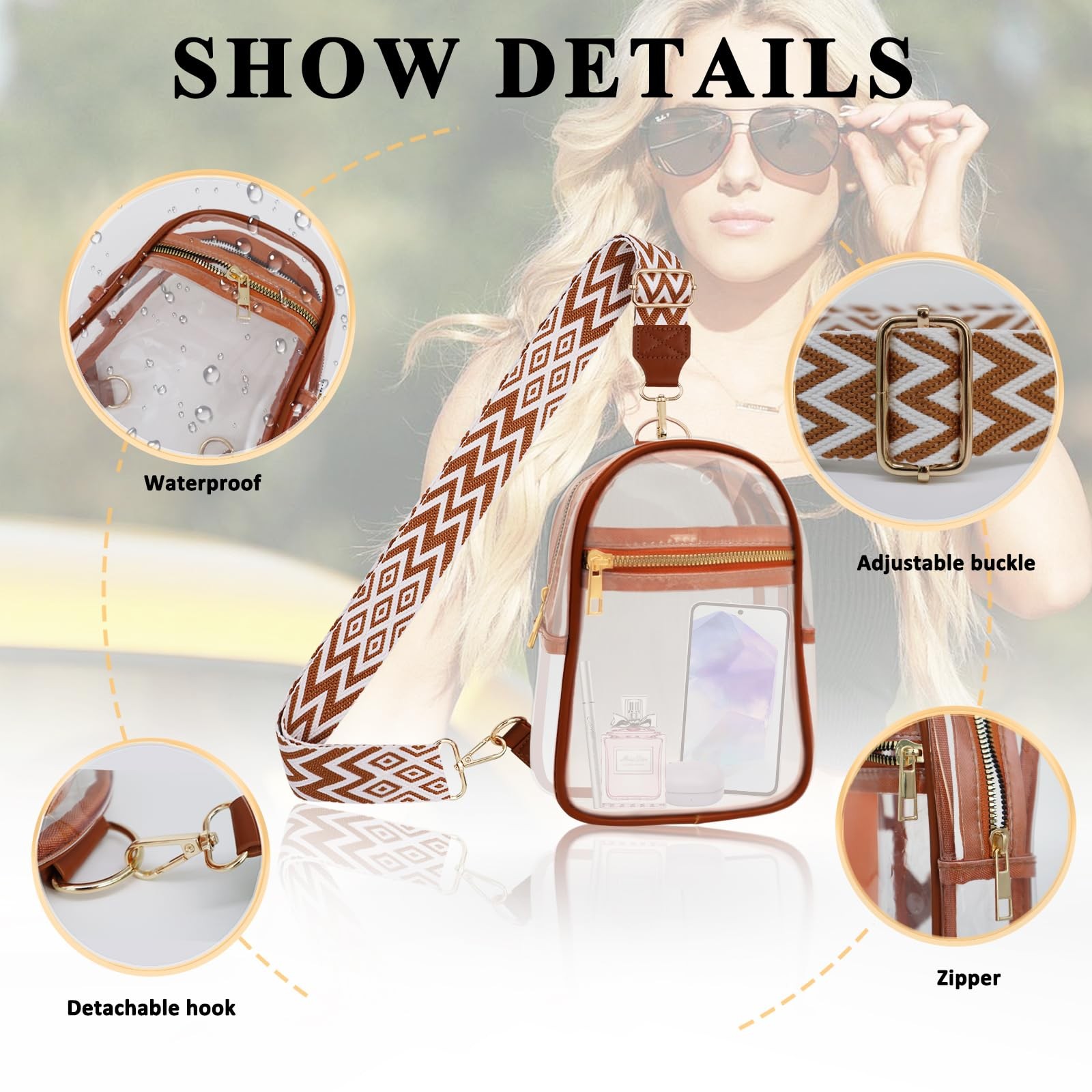 Clear Bag for Stadium Events Approved Concert Travel Outdoors See Through Spo…