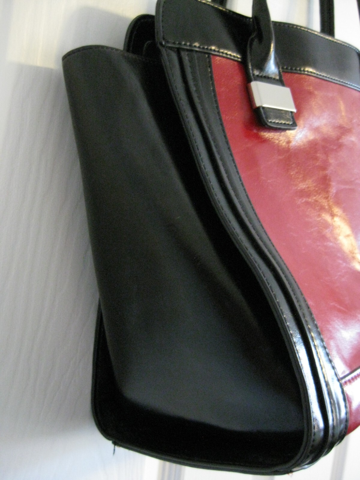 Giani Bernini Red Leather Tote with Black Trim