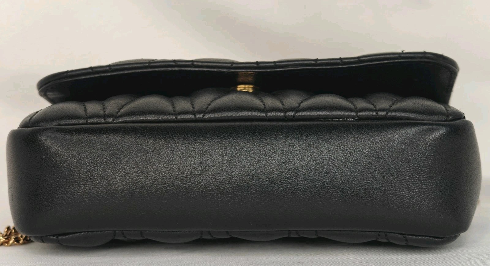 Versace Virtus Quilted Nappa Leather Mini Crossbody Bag Black w/ Gold Chain