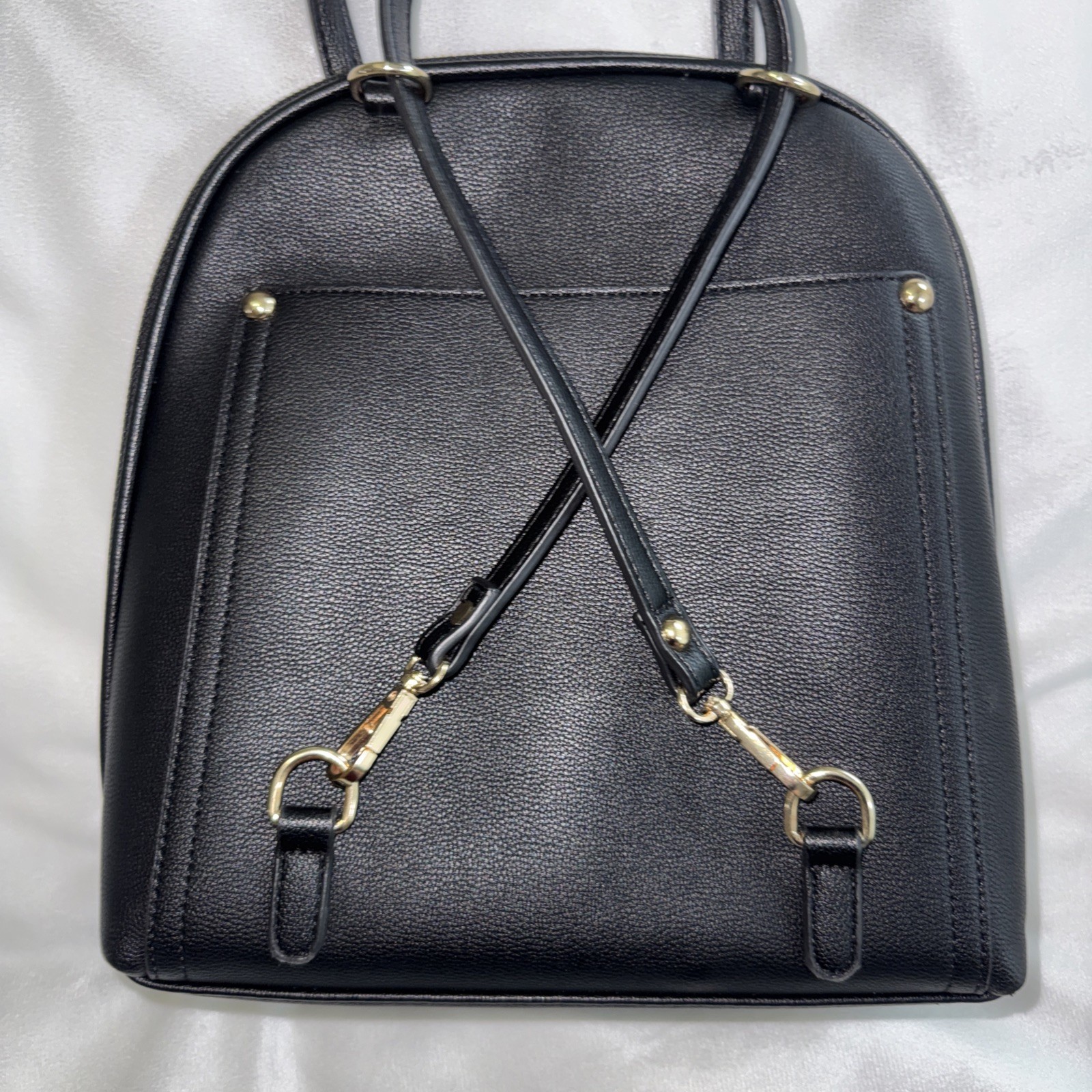 Miztique Black Faux Leather Backpack