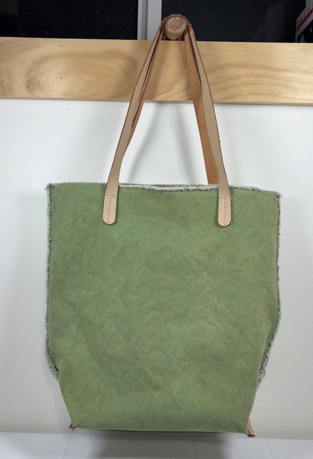 Graf Lantz Hana Canvas Boat Utility Tote Bag Green Leather Handles Casual USA