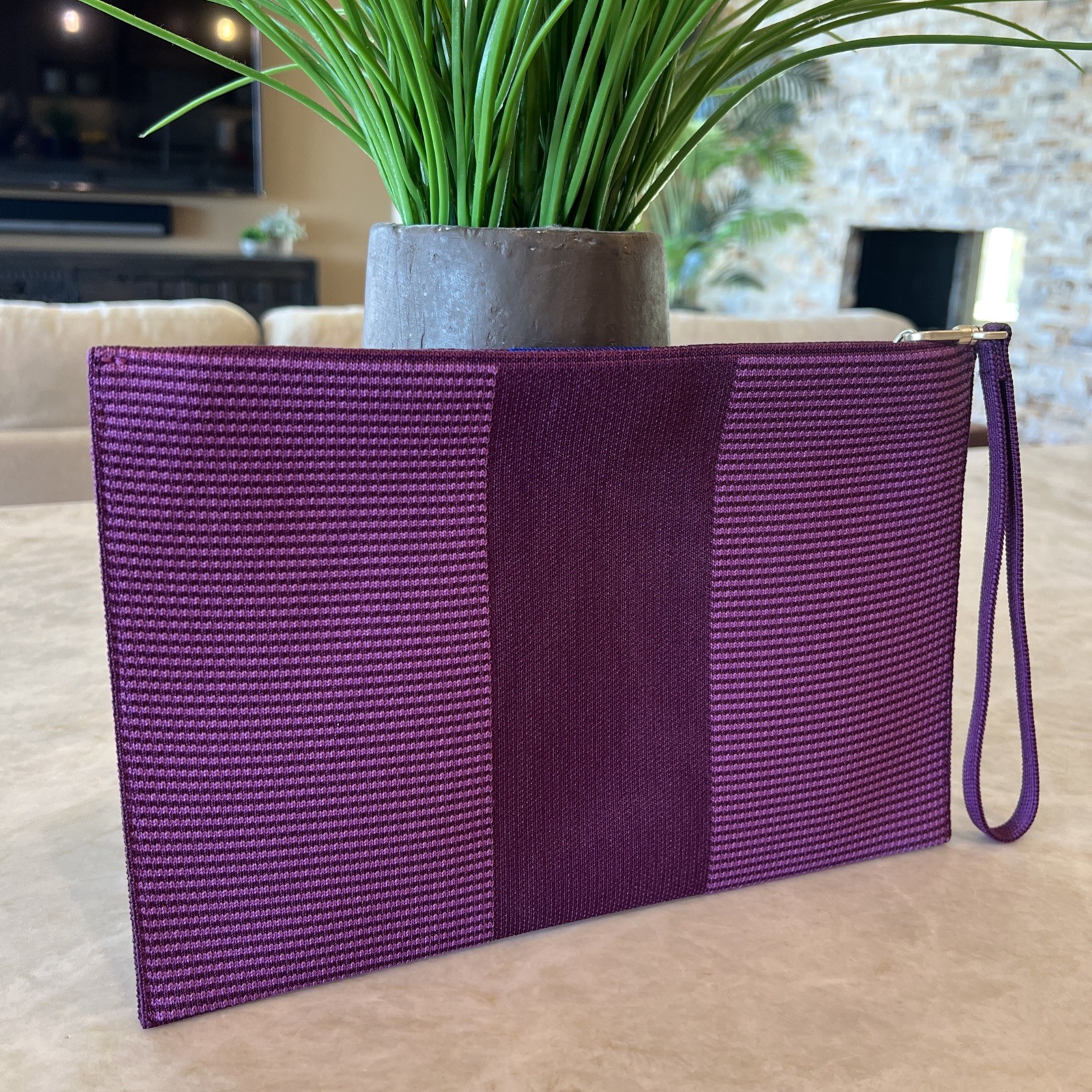 ROTHY’S Essential Pouch Zip Purse Clutch Wristlet purple 11.5×7.5 EUC