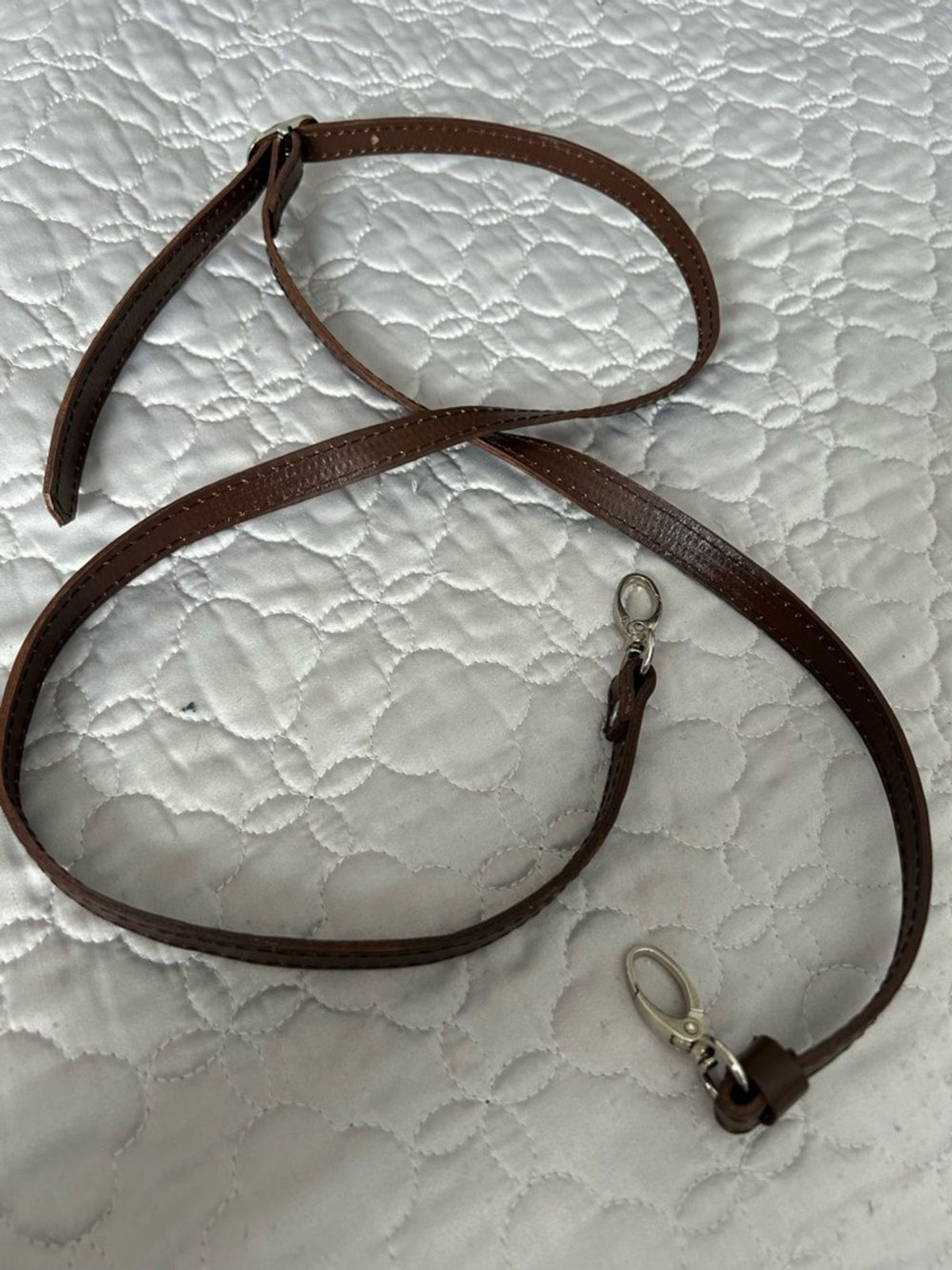 Brown Leather Crossbody/Adjustable Shoulder Strap with Silver Tone Hardware