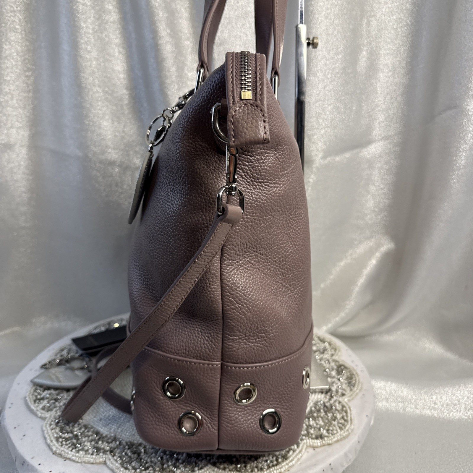 Celine Dion Falsetto Leather Mauve Hand Bag Crossbody NWOT