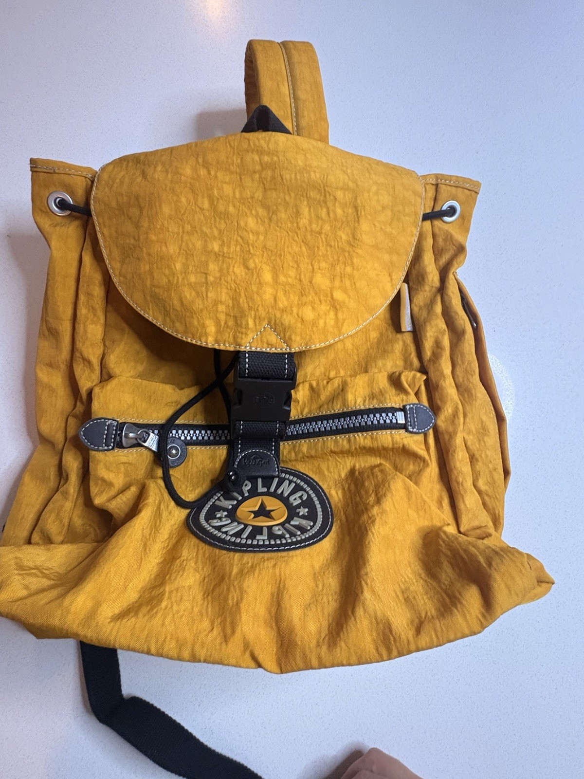 Kipling Vintage Crinkled Nylon Drawstring Flap Backpack