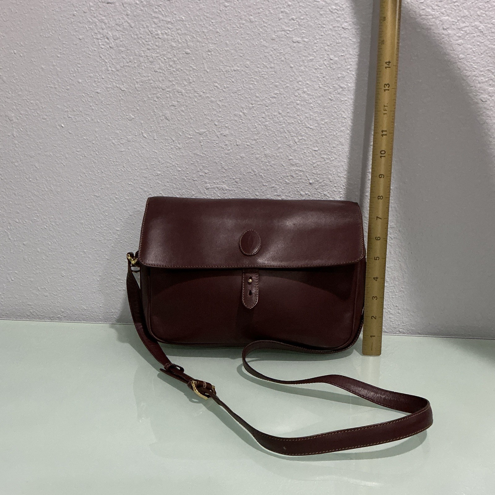 Cartier Women’s Burgundy Logo Shoulder/Crossbody Bag Zip Lined Gold Hardware