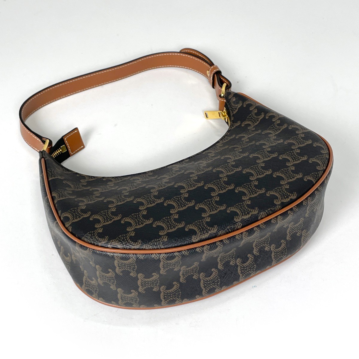 Celine Ava Shoulder Bag Triomphe Coated canvas Black Brown Women