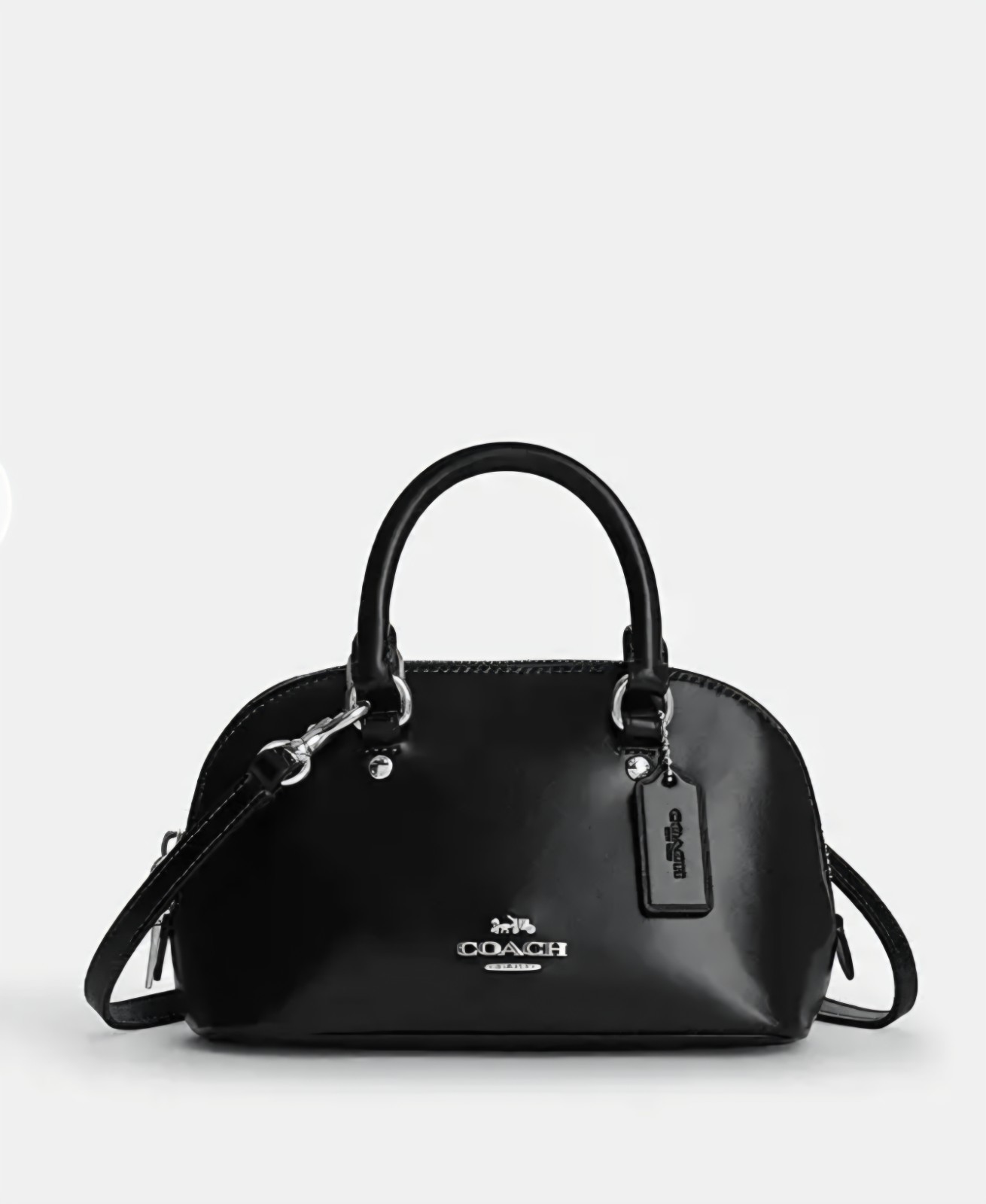 NWT Coach Mini Lara Satchel Bag Silver Black Nappa Leather Handbag CEA01 NEW