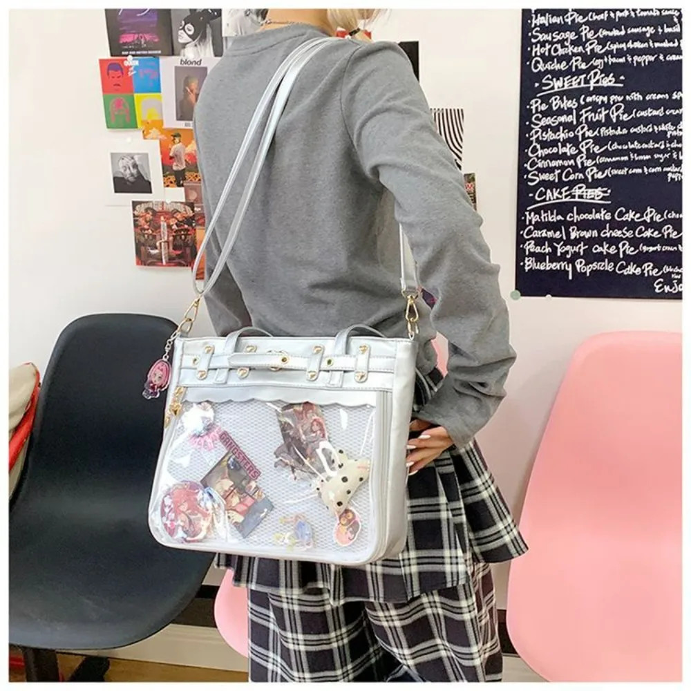 Ita Bag Lolita Gothic Y2K Punk Clear Transparent Window Pocket PU Shoulder Bag.