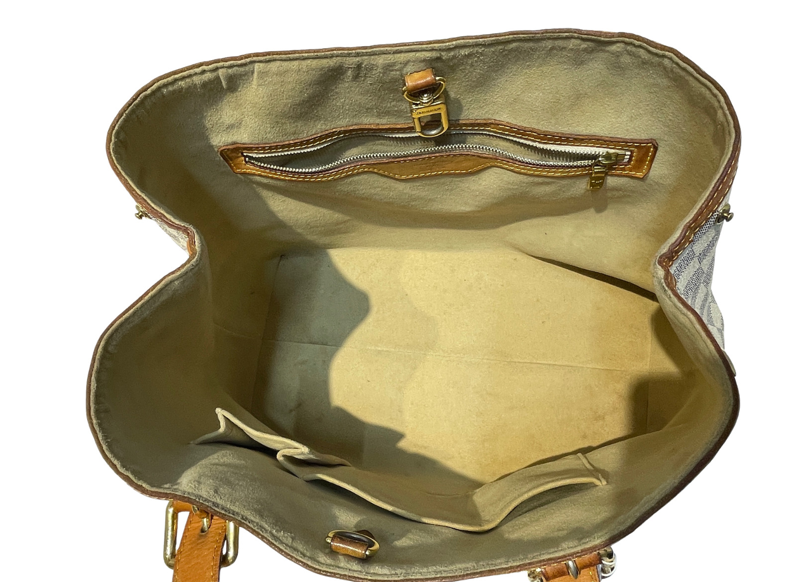 Louis Vuitton Damier Azur Hampstead Shoulder Bag MM Beige/Gray Canvas