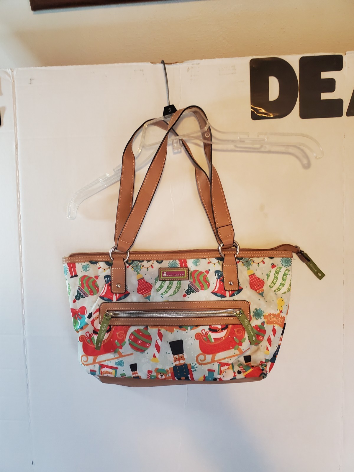 Lily Bloom Christmas Santa Gigi Shoulder Bag Purse Ornaments Sleigh Christmas