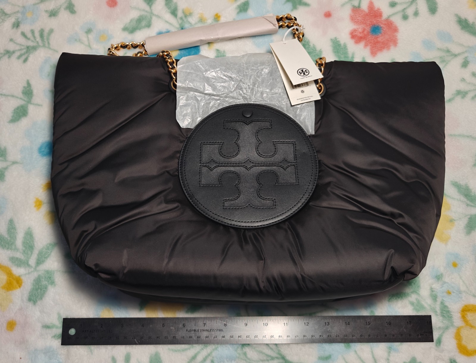 New! Tory Burch Ella Puffy Chain Shell Tote Bag
