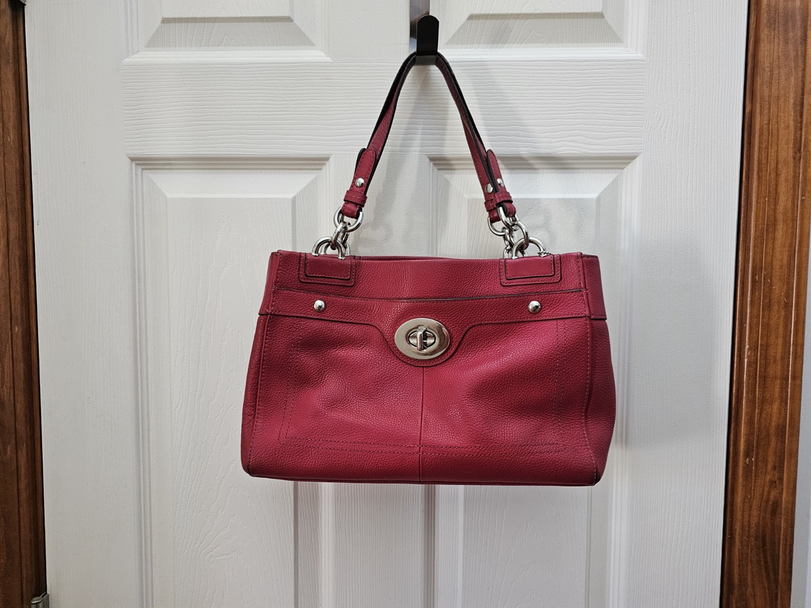 Coach Penelope Satchel Red Pebbled Leather Y2K Vintage Carryall Bag F16531, Vguc