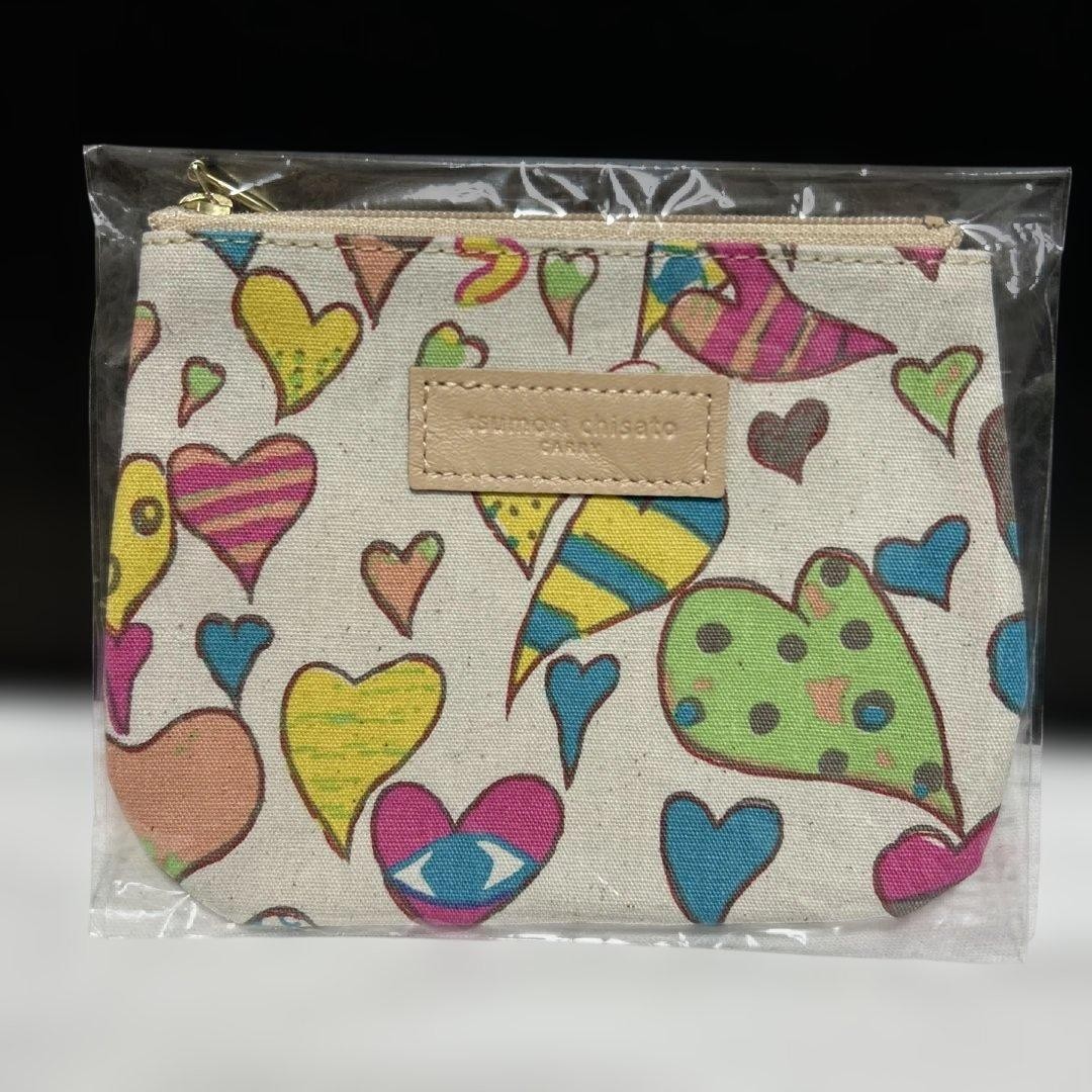 new tsumori chisato cotton heart pattern pouch
