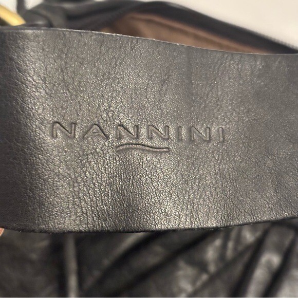 NANNINI Leather Crescent Hibiscus Bag in Black Size OS