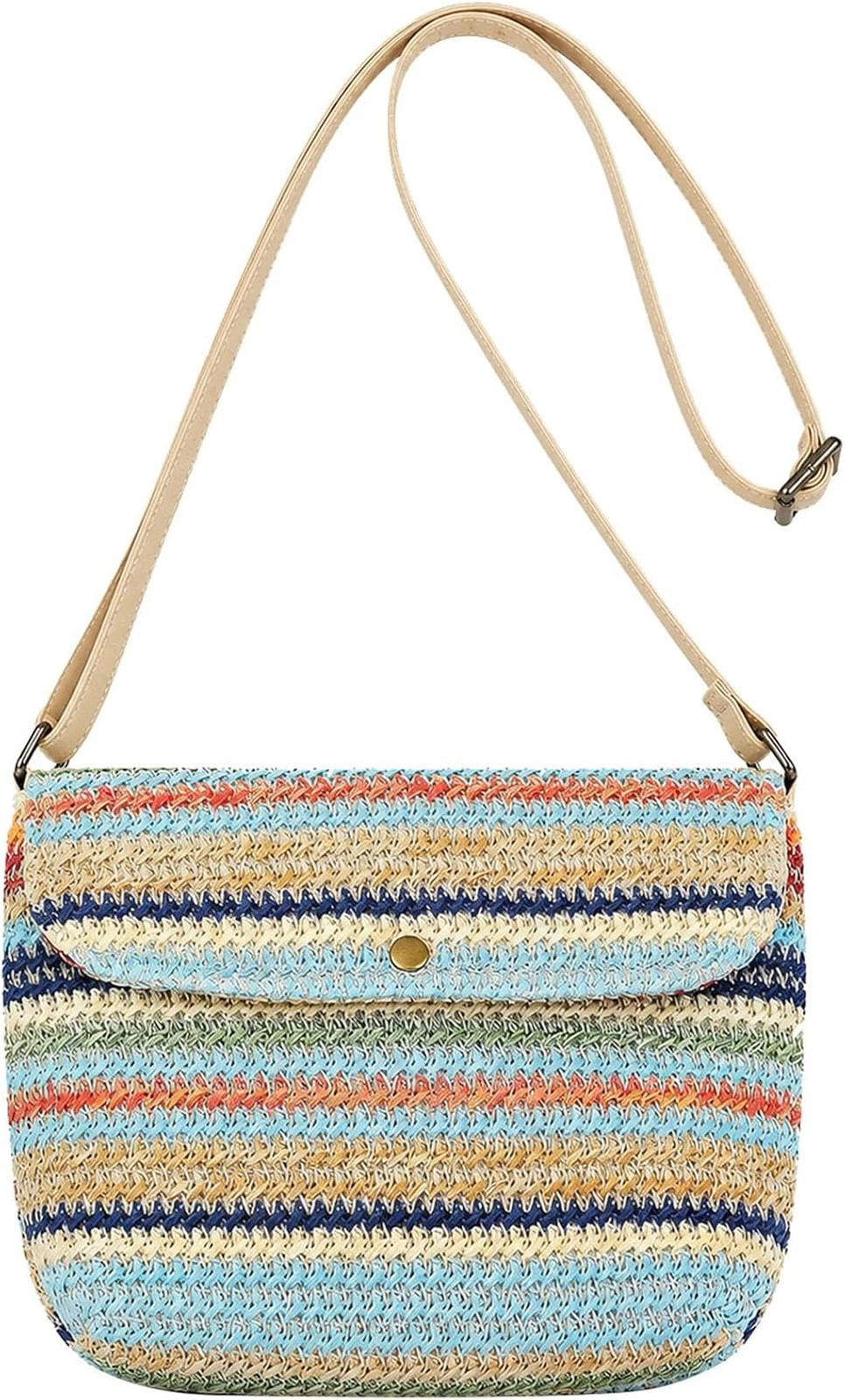 Women’s Crossbody Bag with Adjustable Strap Woven Straw Small Purse for Travel