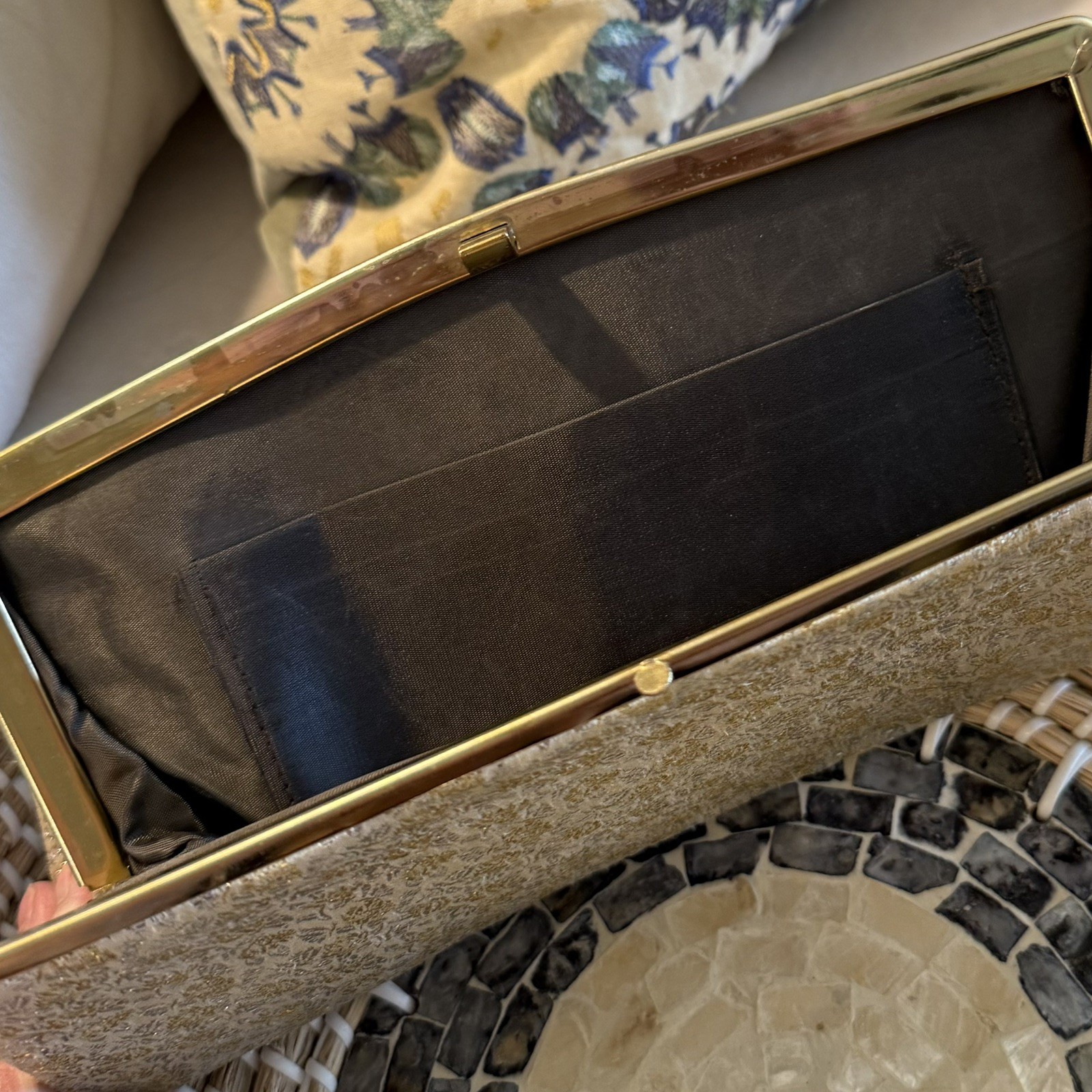 Vintage 1950’s Style Gold/Silver Clutch Purse Snap Clasp Evening Bag – Old Money