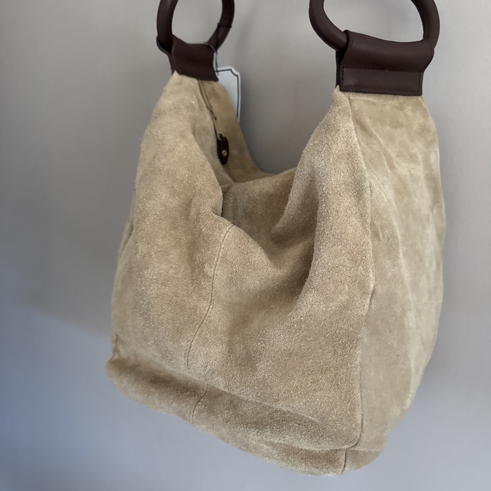 NEW NWT Warren Reed SUEDE Leather Vintage Shoulder Bag SLOUCHY BEIGE BROWN