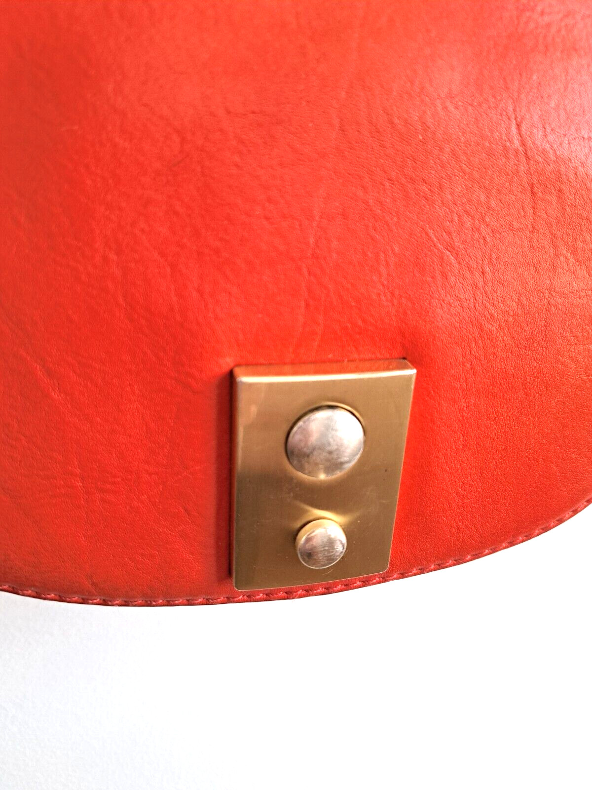 Burnt Orange Red Leather Semicircle Crossbody Flap Push Lock Small Purse J Crew