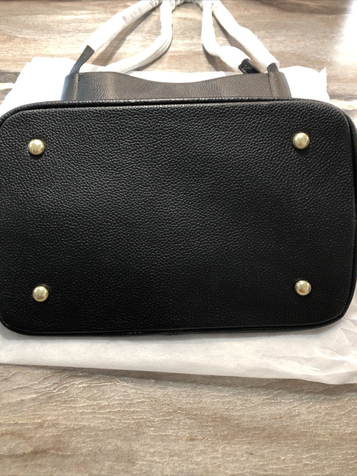 Kattee New Black Imported Leather Purse Handbag Dust Cover Bag Gold Played Zip
