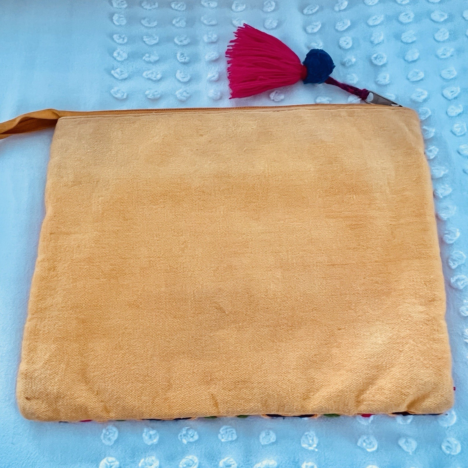Vibrant Kutch Embroidery/mirror Zip Pouch/cosmetic Bag 11.5×9” in Made in India
