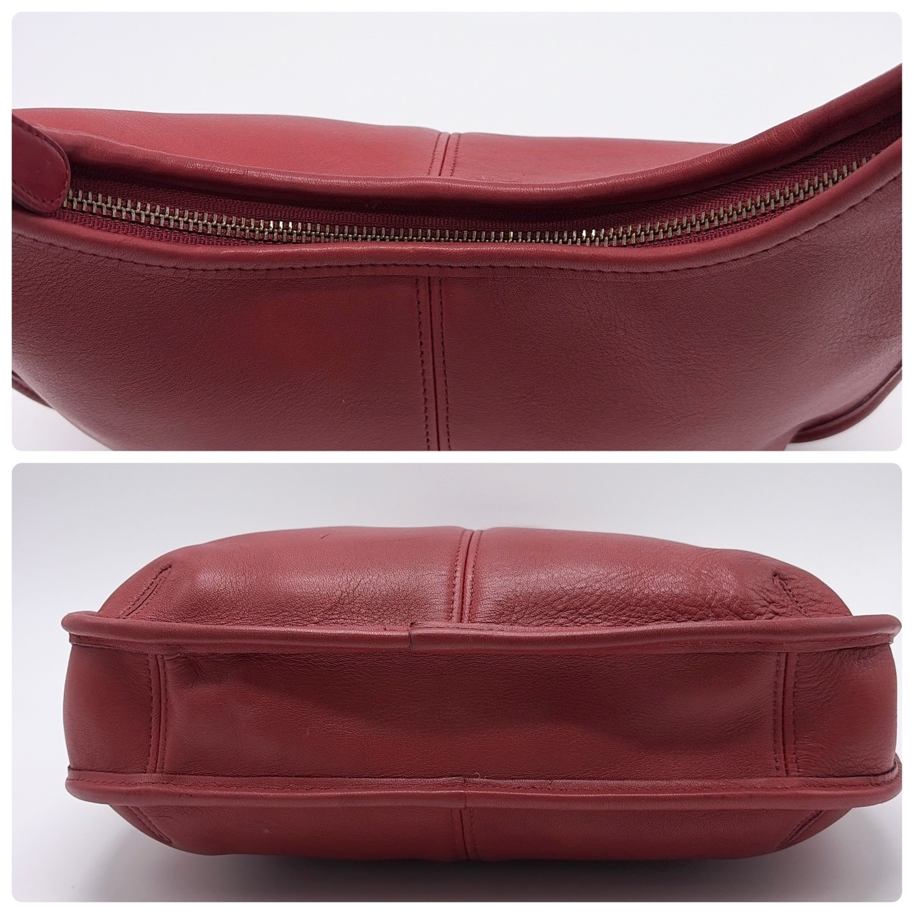 COACH Vintage Red Leather Shoulder Bag 9025 Made in USA From Japan #172
