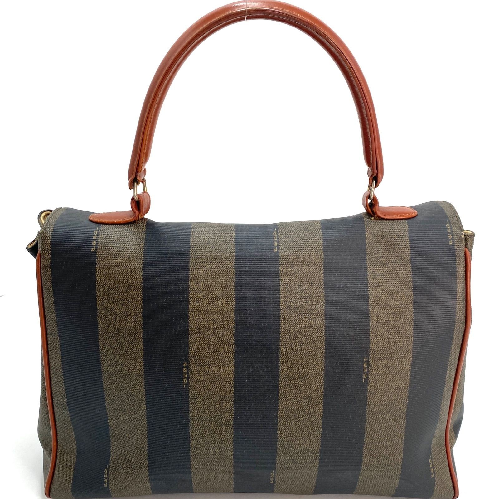 Fendi Peekaboo Handbag PVC Brown Business Travel Bag 21.5cm x 29.5cm