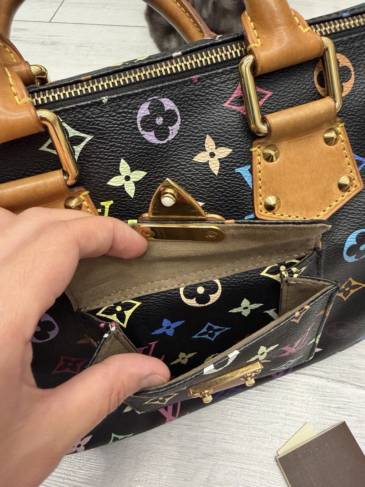 Louis Vuitton Х Takashi Murakami Black Multicolor Speedy Handbag Tote Bag