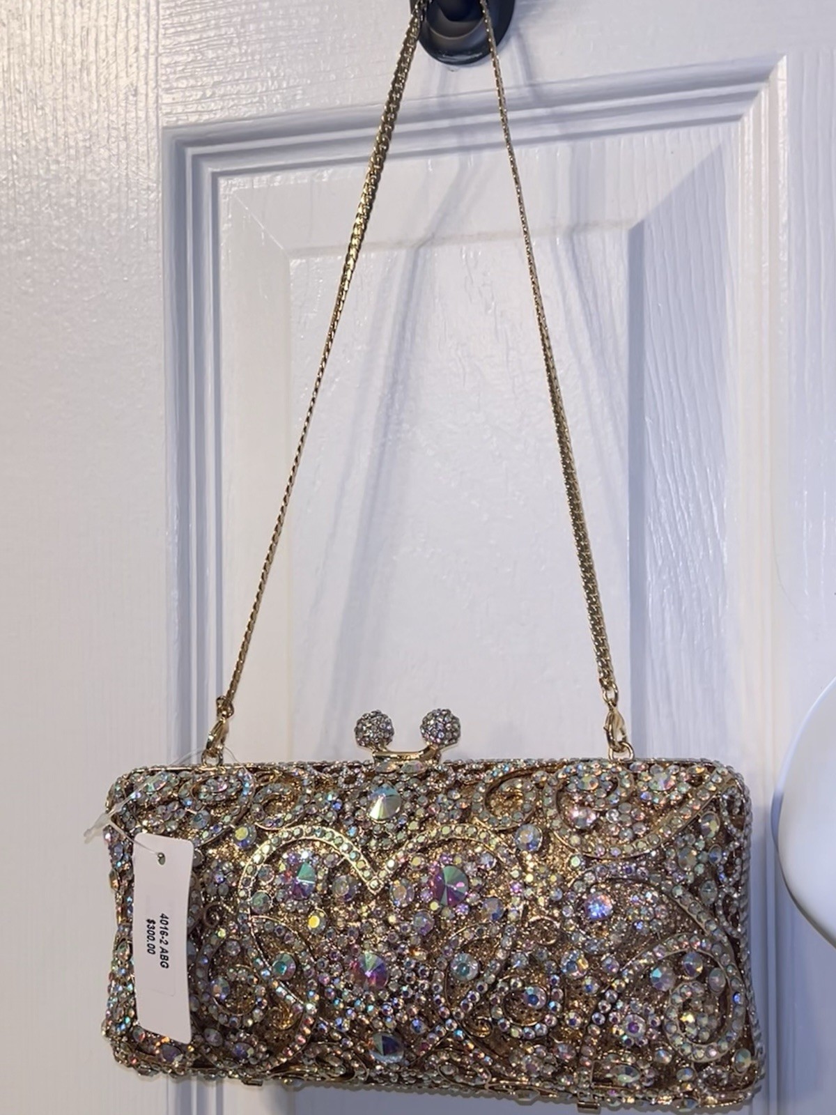 NEW Swarovski Aurora Borealis Gold Silver Crystal Handbag Clutch Gatsby WOW Glam