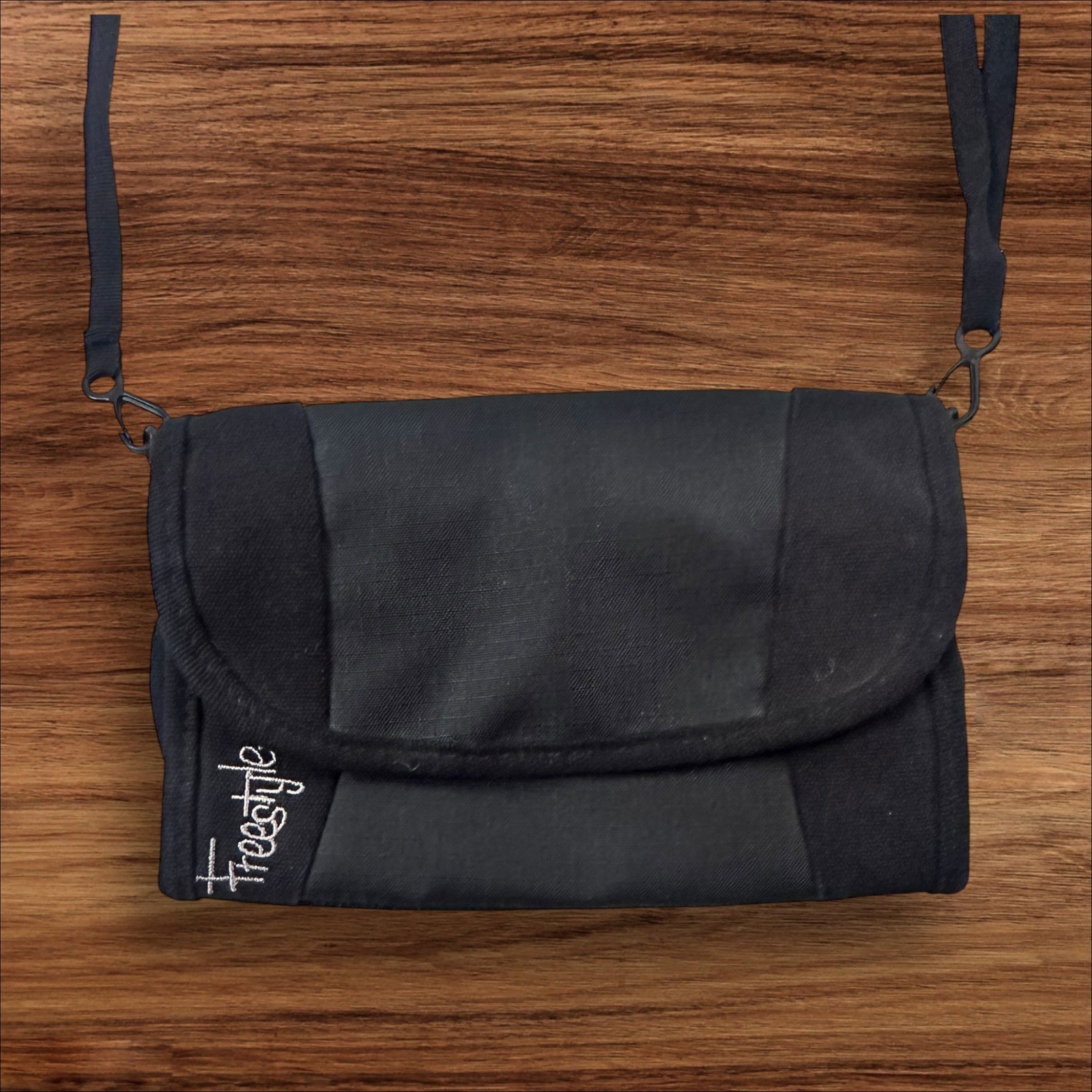 Freestyle Black Crossbody Bag Small Flap Snap Closure Adjustable Strap