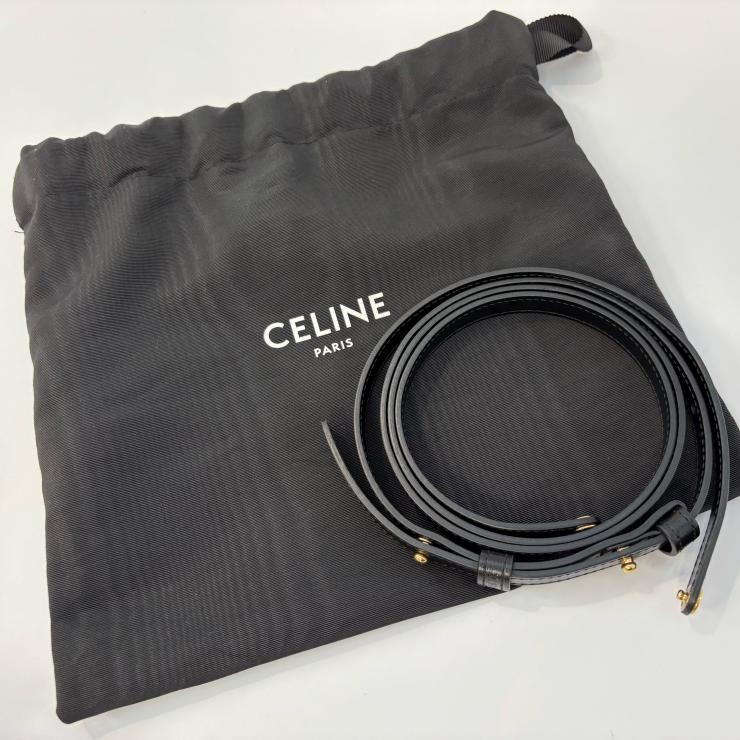 AUTHENTIC CELINE Triomphe Calfskin 10I513DPV mini claude Shoulder Bag black