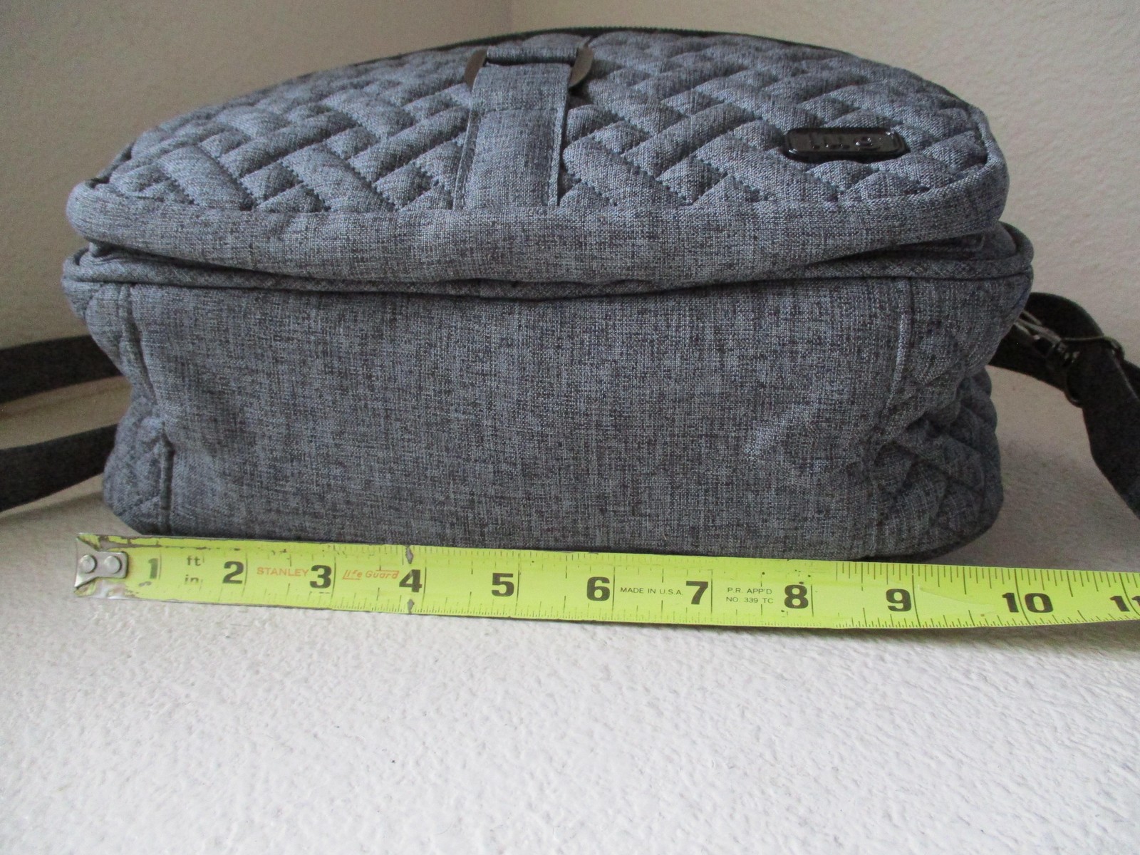 Lug Carousel XL Bag Purse Gray Quilted Crossbody Adjustable Shoulder Strap Trave
