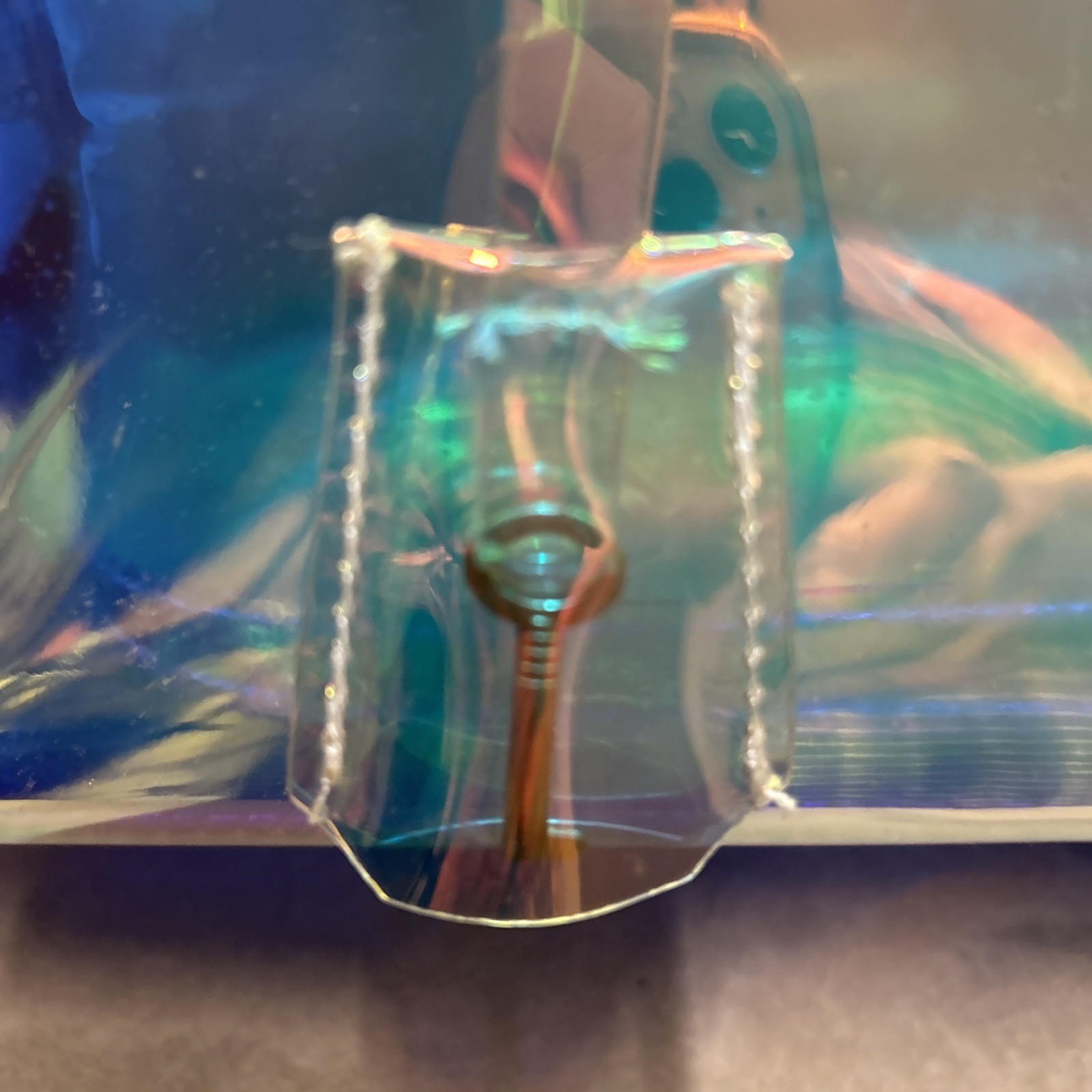 Iridescent Hologram Clear Satchel With Lock And Key
