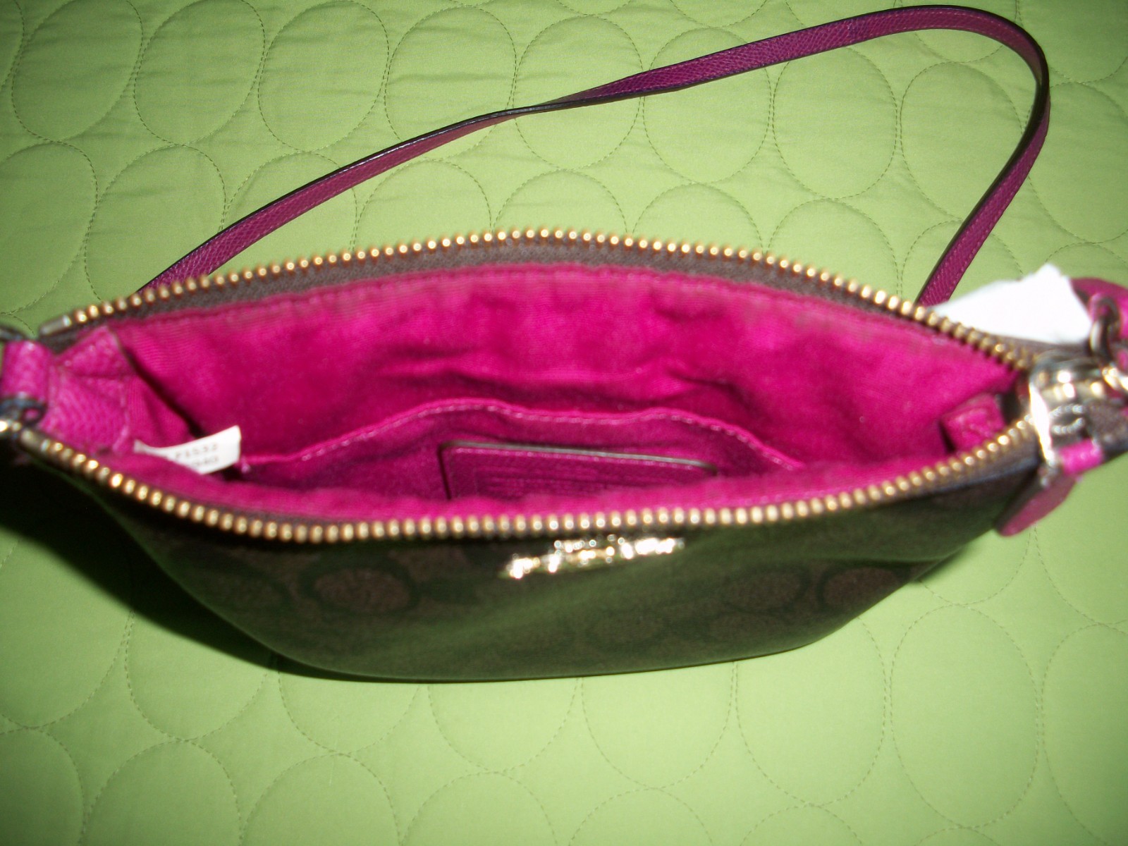 Coach North/South F35940 Brown/Pink Crossbody Bag with Signature Monogram