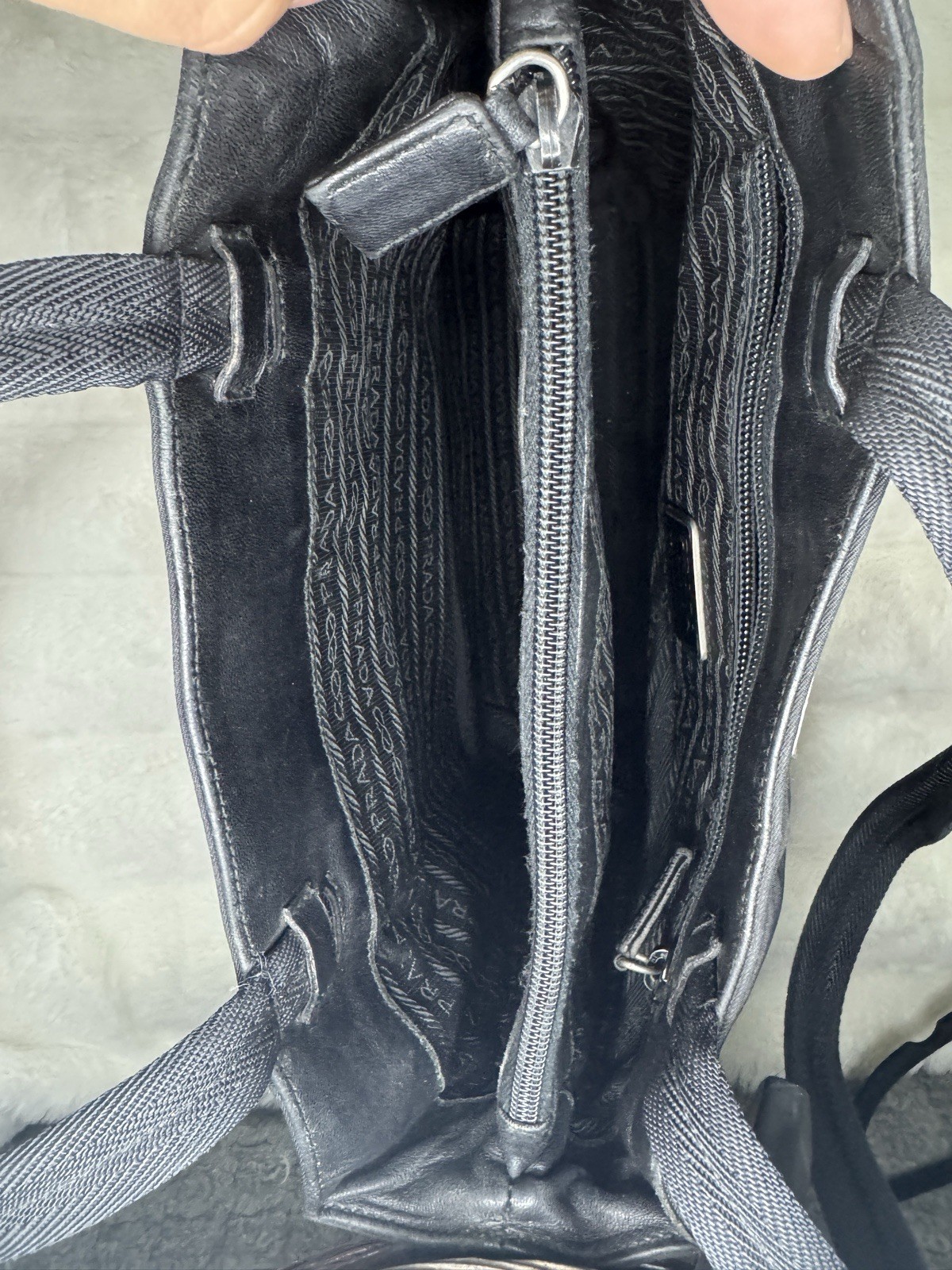 Prada Tessuto Triangle Logo Plate Nylon 2way Black Shoulder Tote Hand Bag