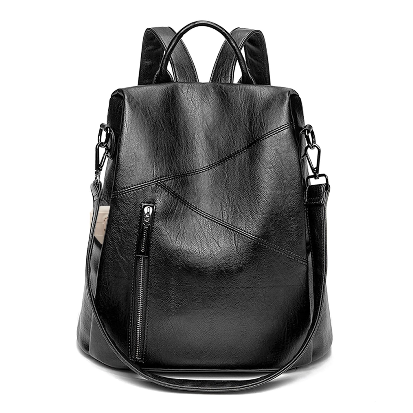 Women’s PU Leather Backpack, Large Capacity Shoulder Bag with Multiple…