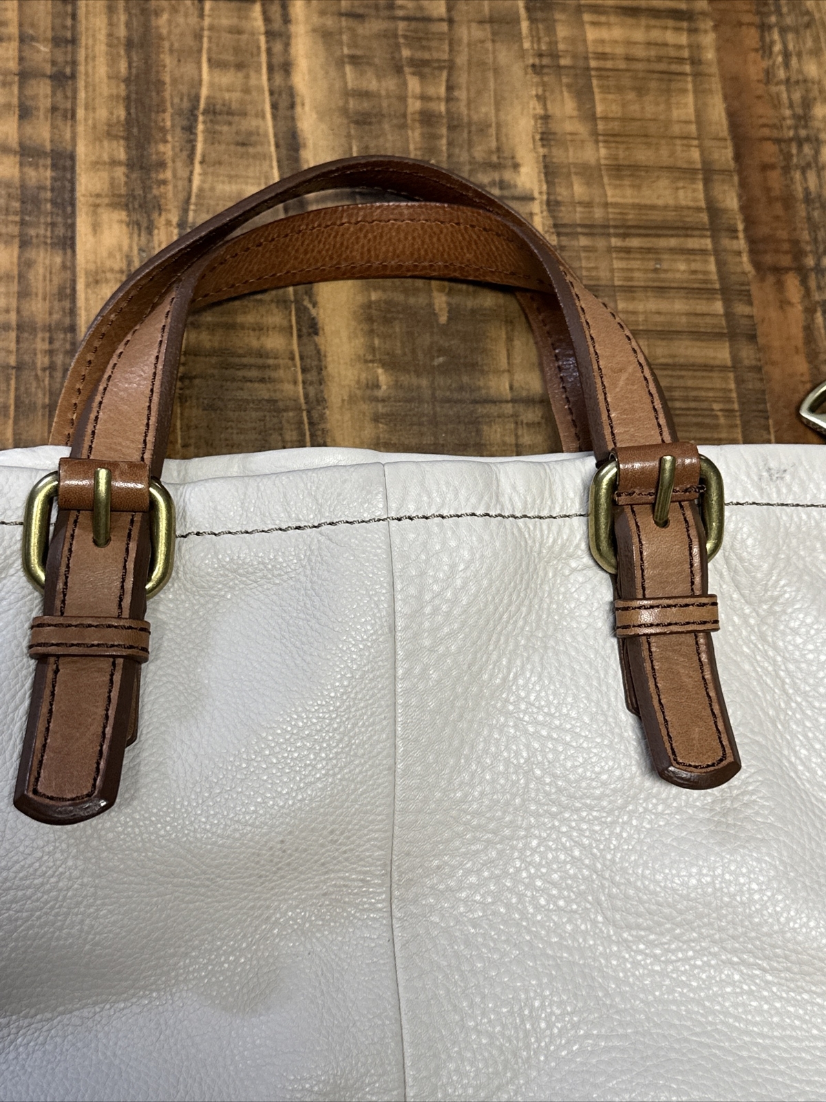 FOSSIL Satchel Croosbody/Handbag White Brown Leather