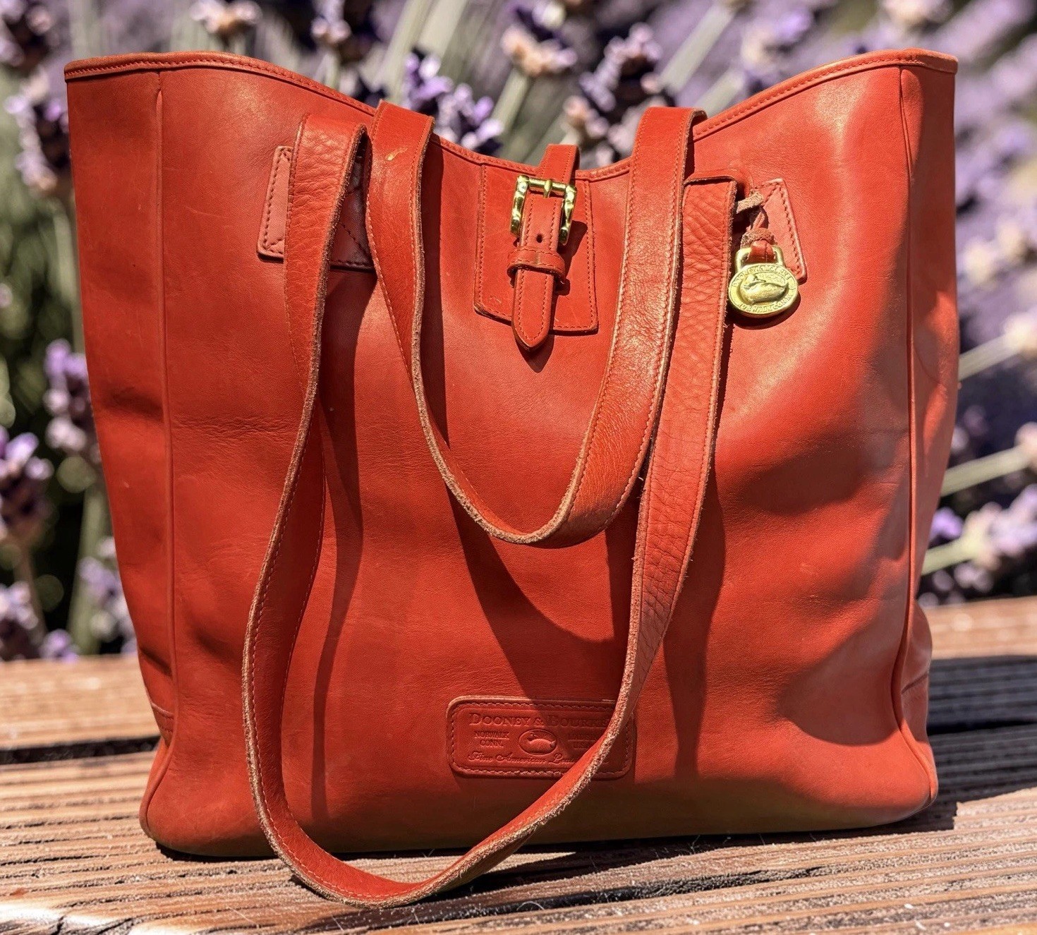 Dooney Bourke Vintage Red X-Large Shopper Tote Shoulder Bag Leather Made In USA