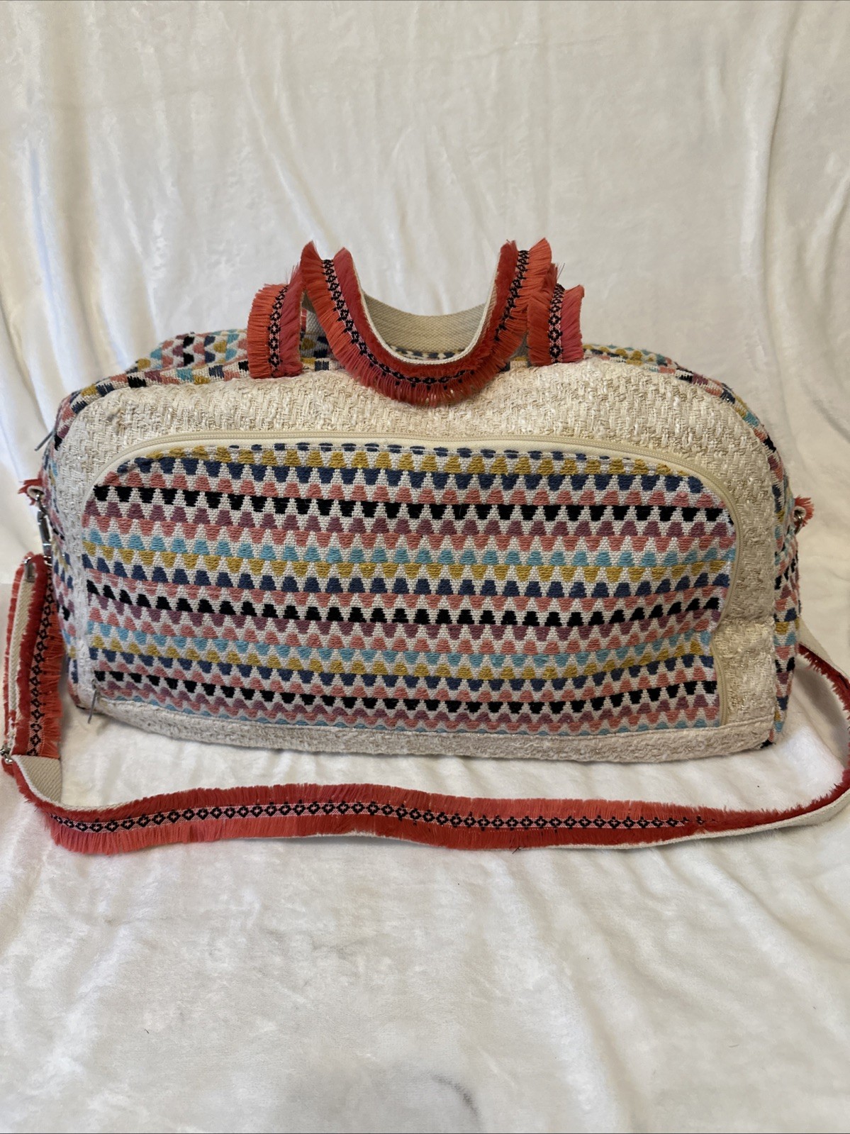 Jane Marie Large Weekender Travel Tote Bag Multicolor Boho