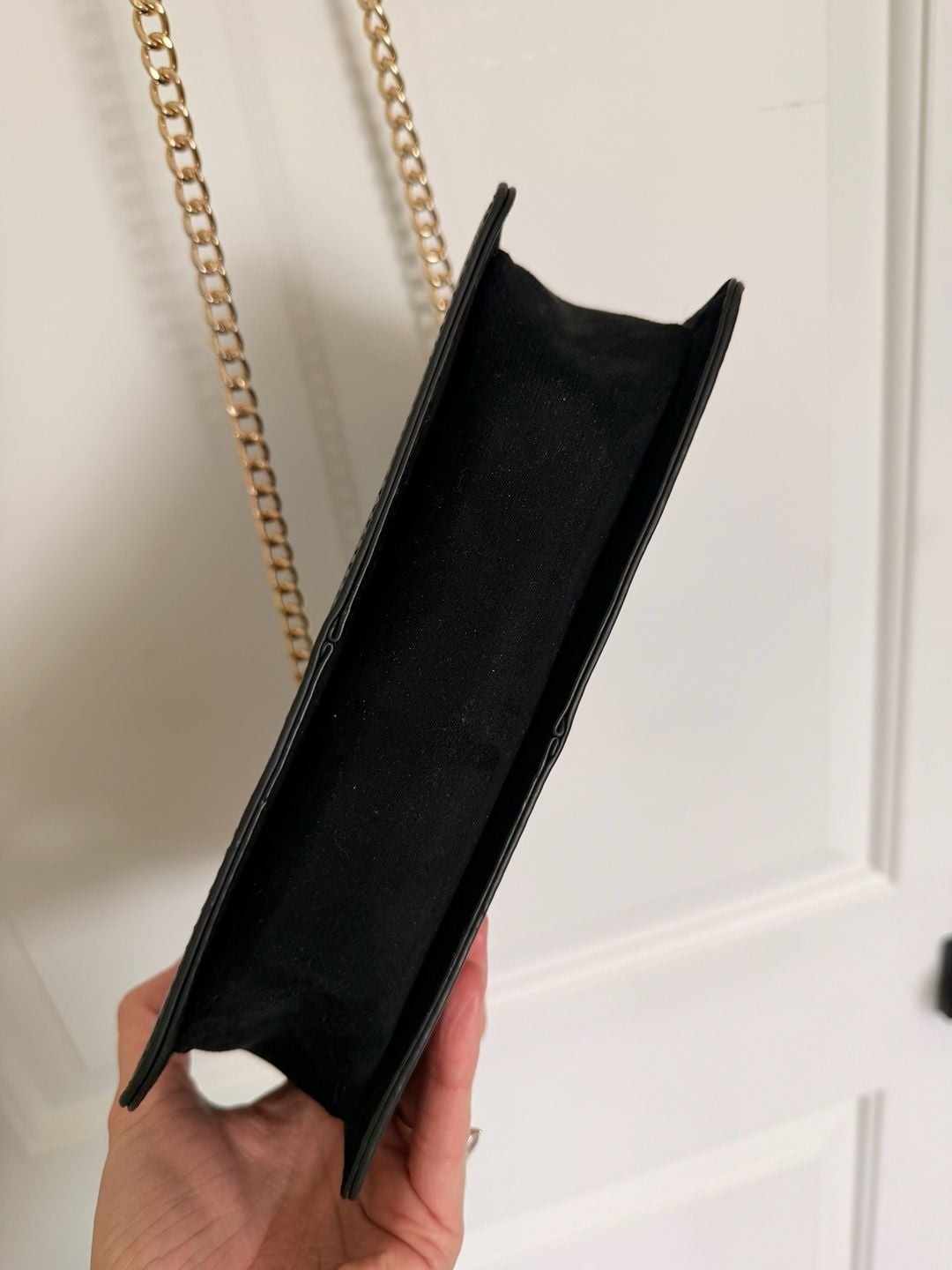 ALDO Black Croc-Embossed and Suede Crossbody Bag with Gold Tone Hardware