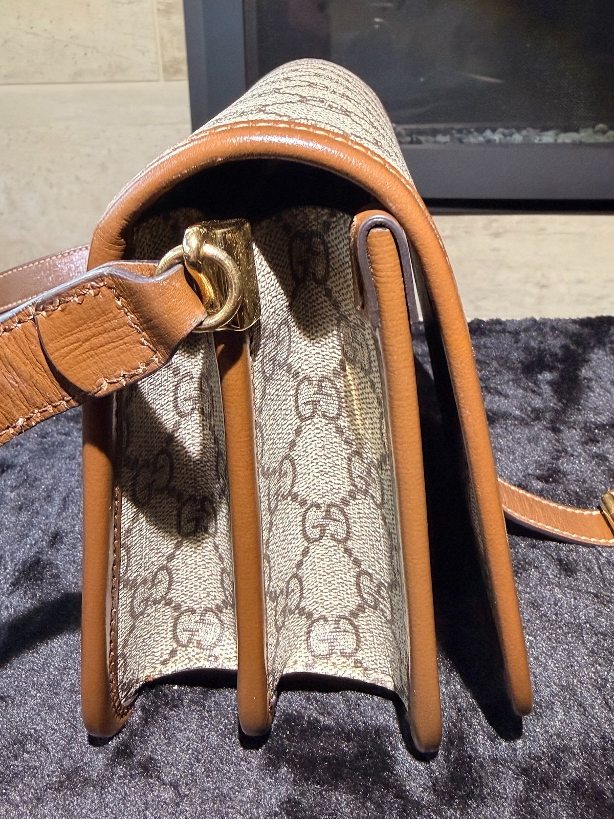 Gucci Beige/Ebony GG Supreme Canvas Mini Interlocking Shoulder Bag