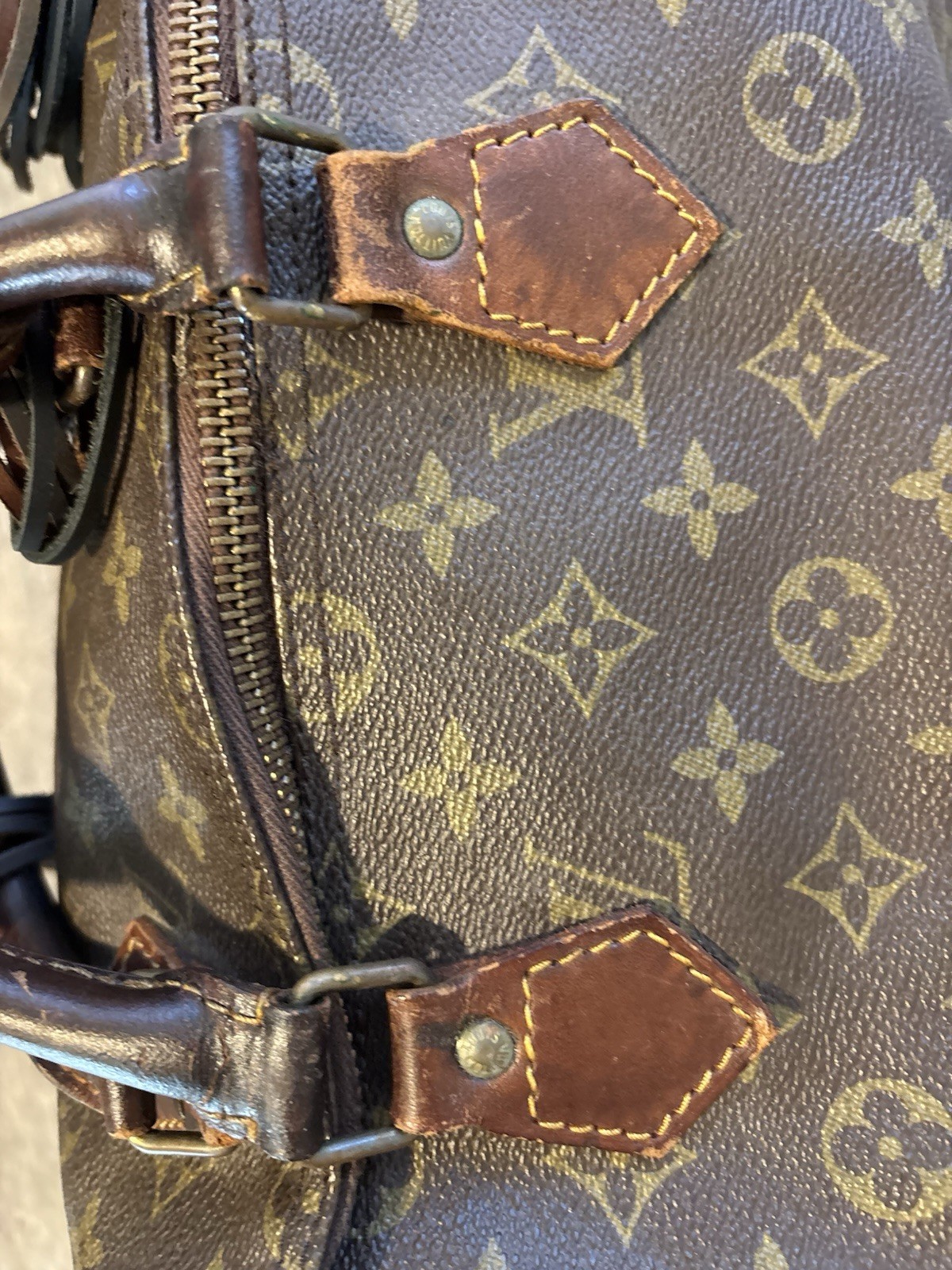 Louis Vuitton Speedy Duffle Brown Leather Customized 341 SA