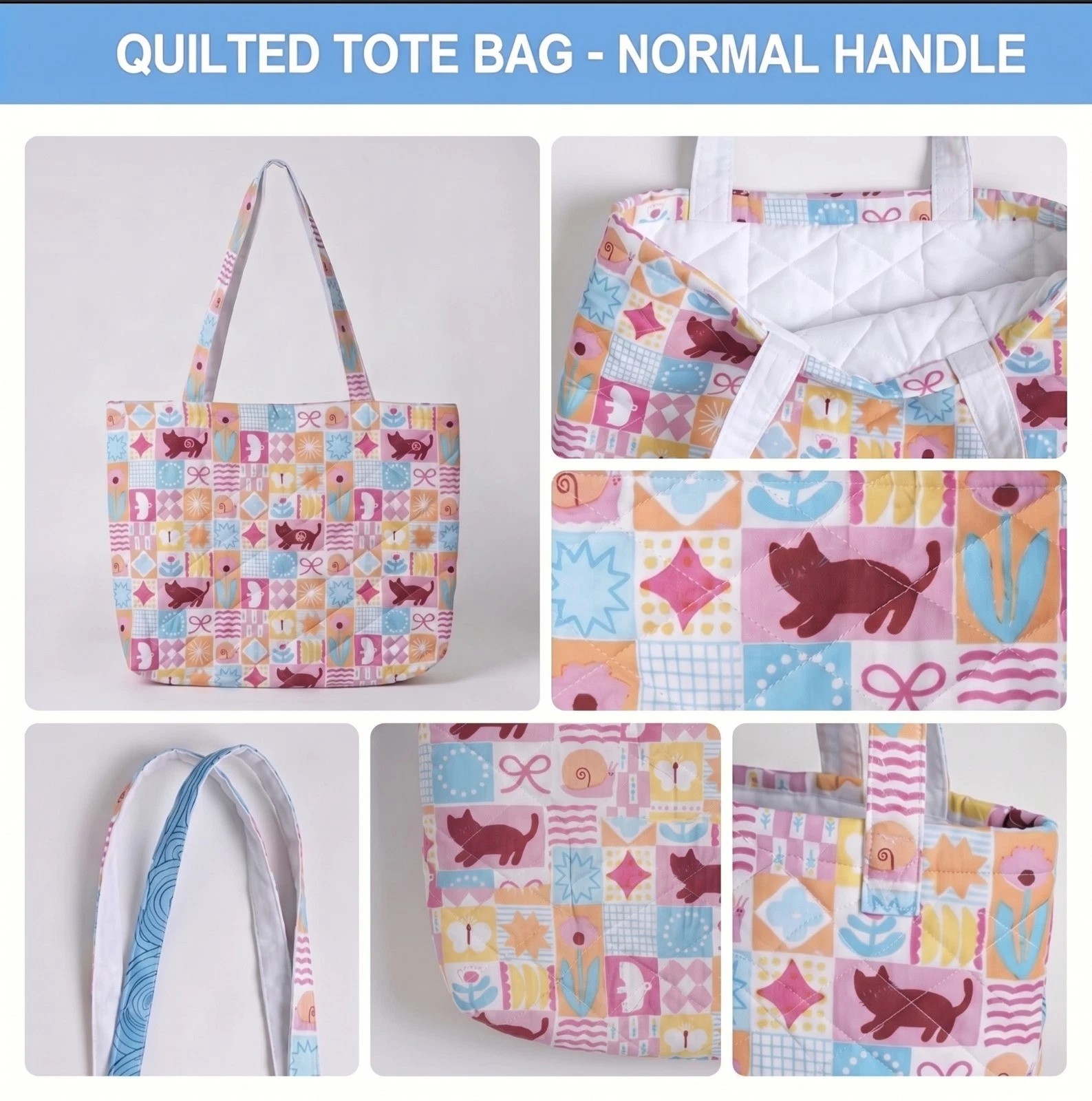 Starry Night Village Quilted Tote Bag Whimsical Moon Floral Patchwork Handbag
