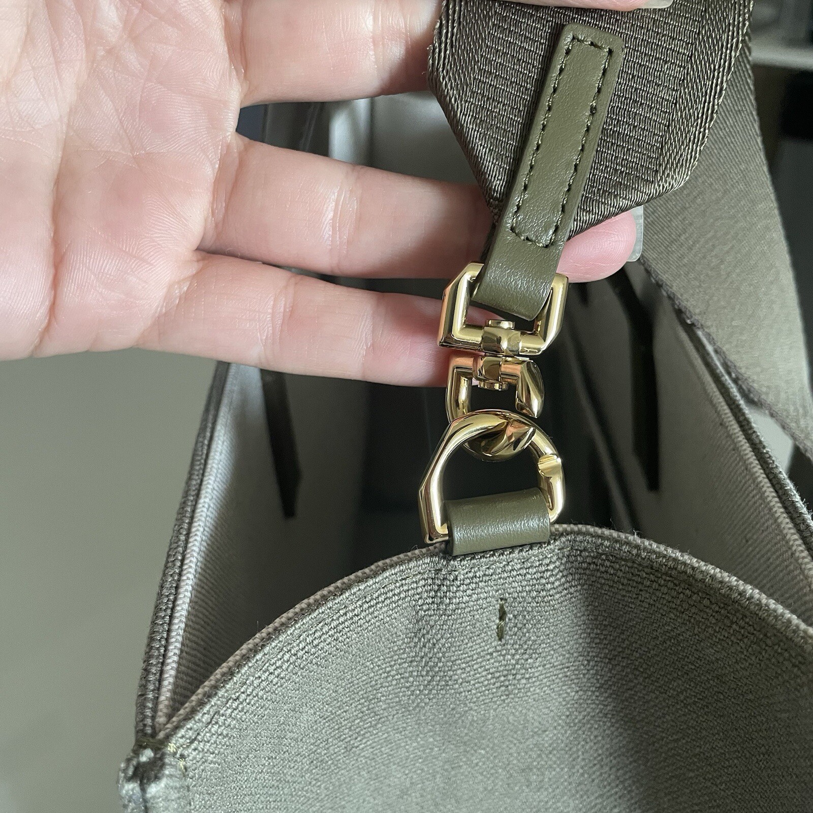 Authentic Givenchy G Logo Medium Canvas Tote Shopper Bag In Dark Khaki
