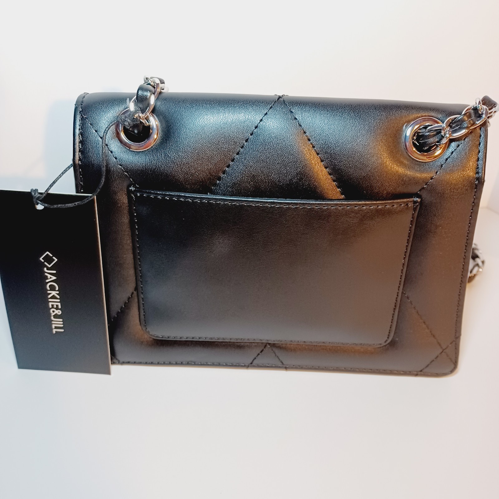 Jackie & Jill Black Crossbody Quilted Purse Bag Chain Strap Dust Bag 5.7×8.5×3