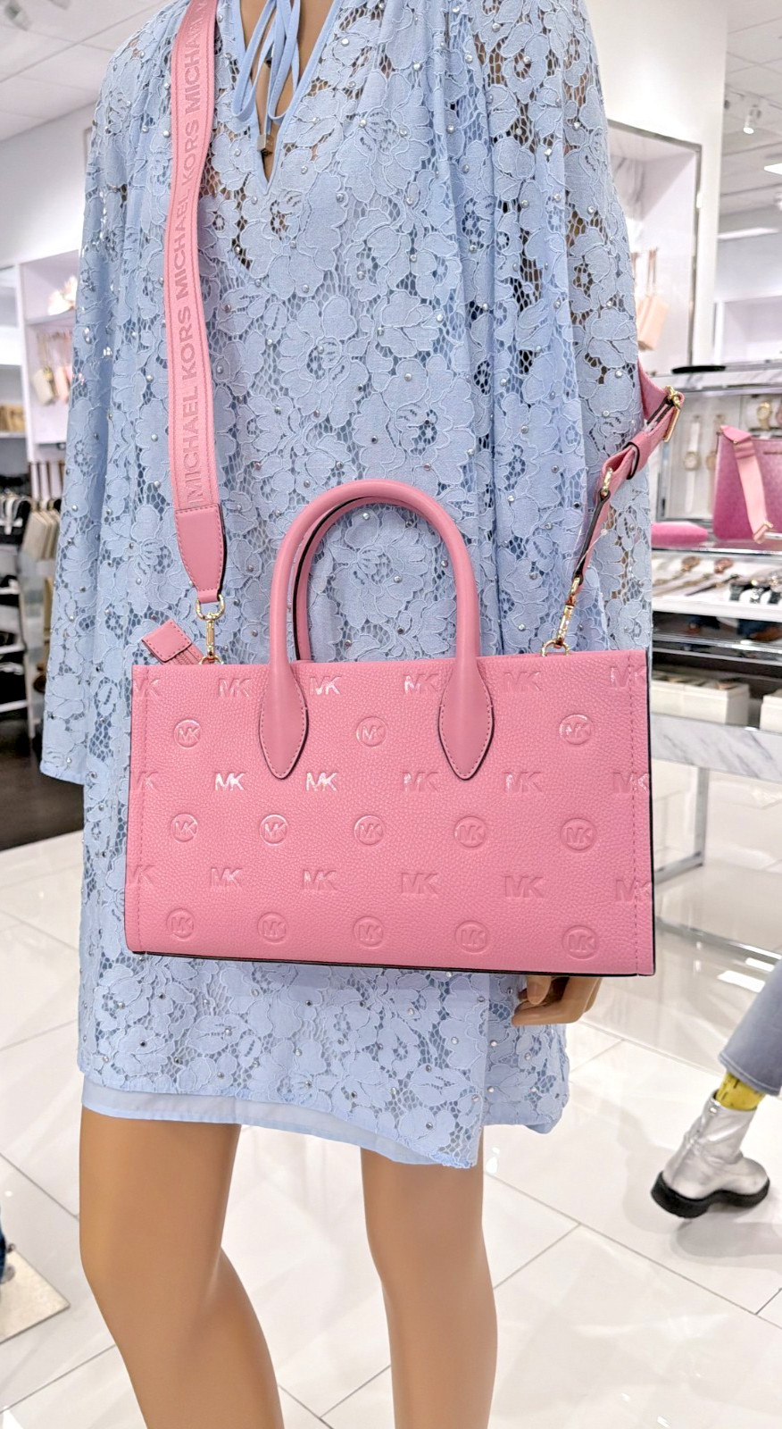 Michael Kors Mirella Medium Top Zip Satchel Powder Pink Carnation