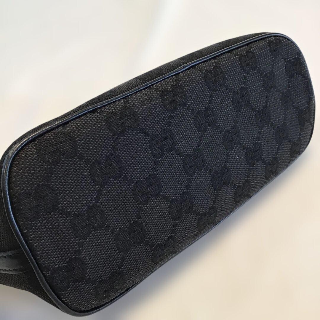 GUCCI Boat Bag Pochette GG Canvas Black Vintage Authentic From Japan